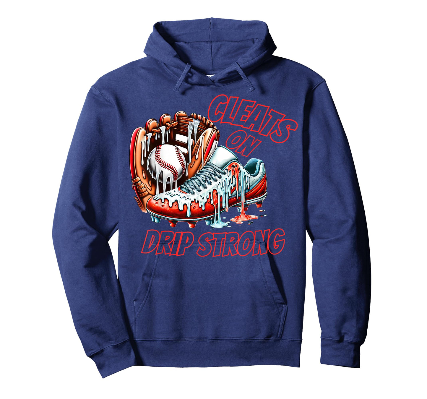 Cleats On Drip Strong Baseball Ice Cream Drip Men Women Kids T-Shirt