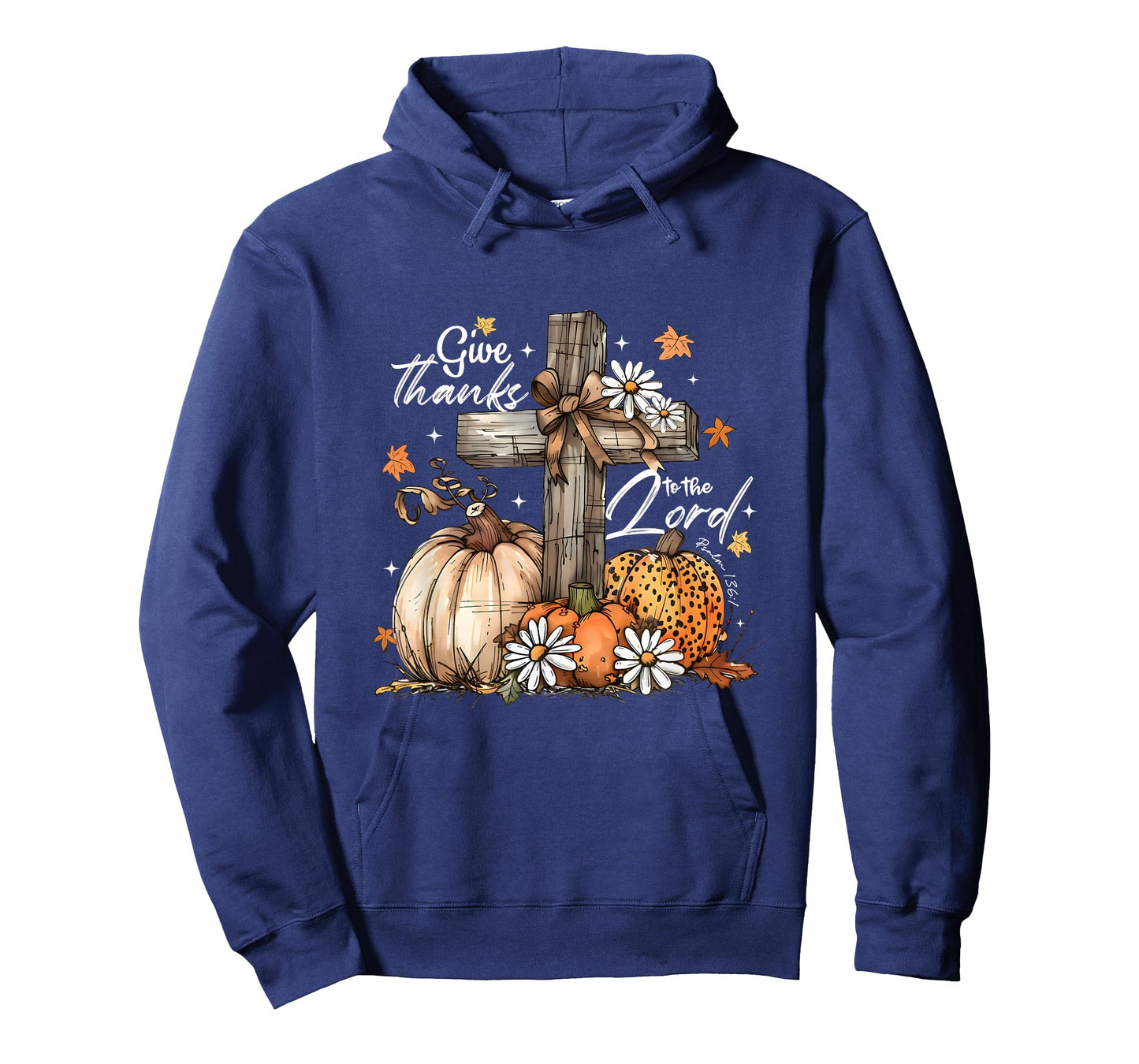 Pumpkin Floral Give Thanks To The Lord Cross Jesus Christian T-Shirt