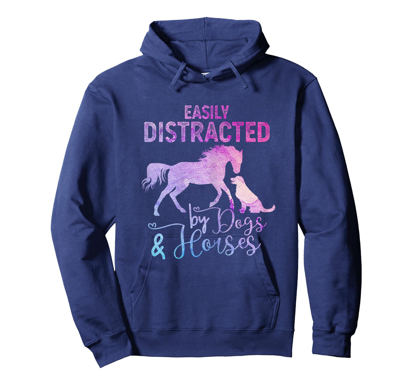 Funny Horse Women Girls Easily Distracted By Dogs & Horses T-Shirt