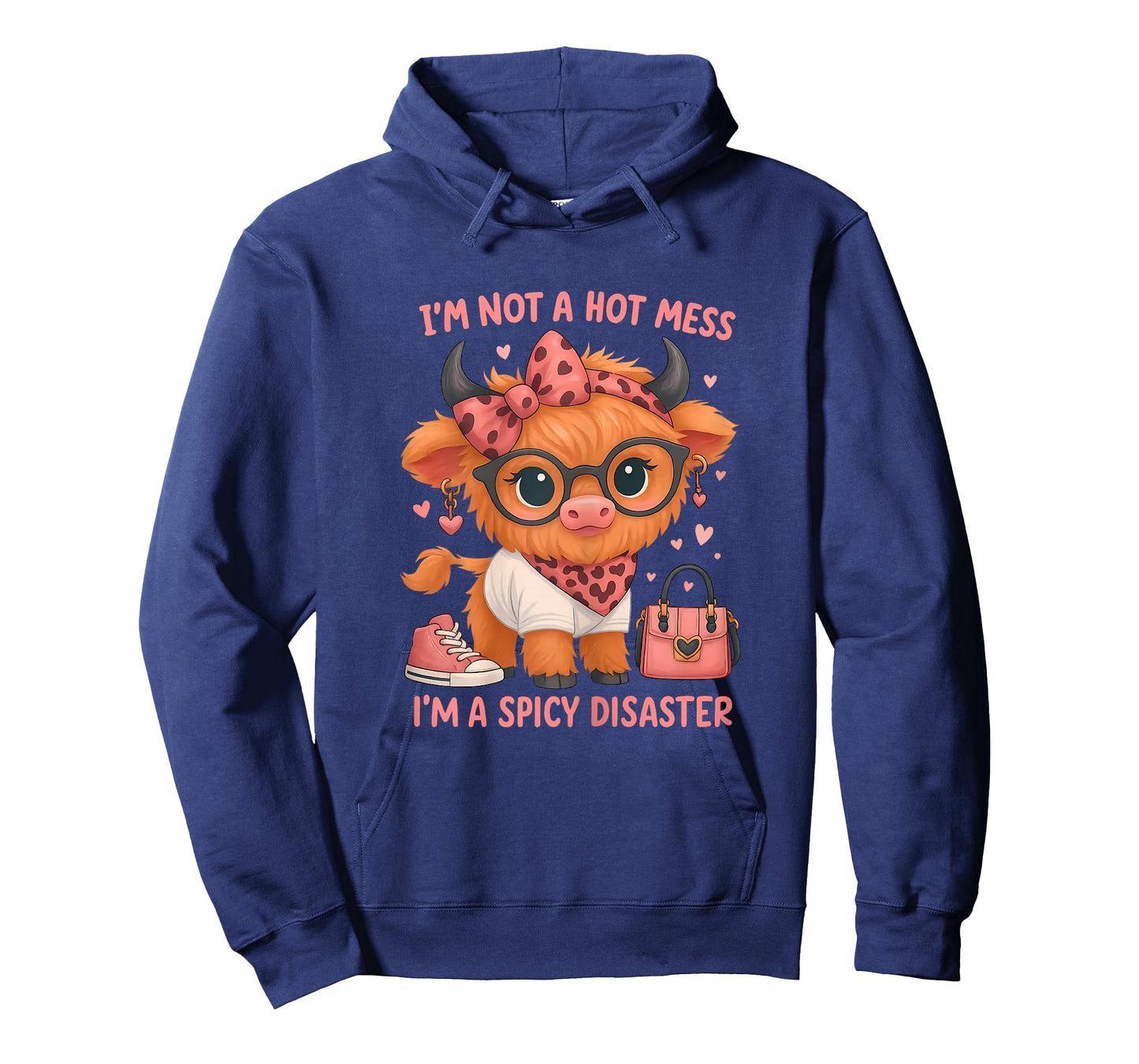 I'm Not A Mess Im A Spicy Disaster Funny Highland Cow Bow T-Shirt