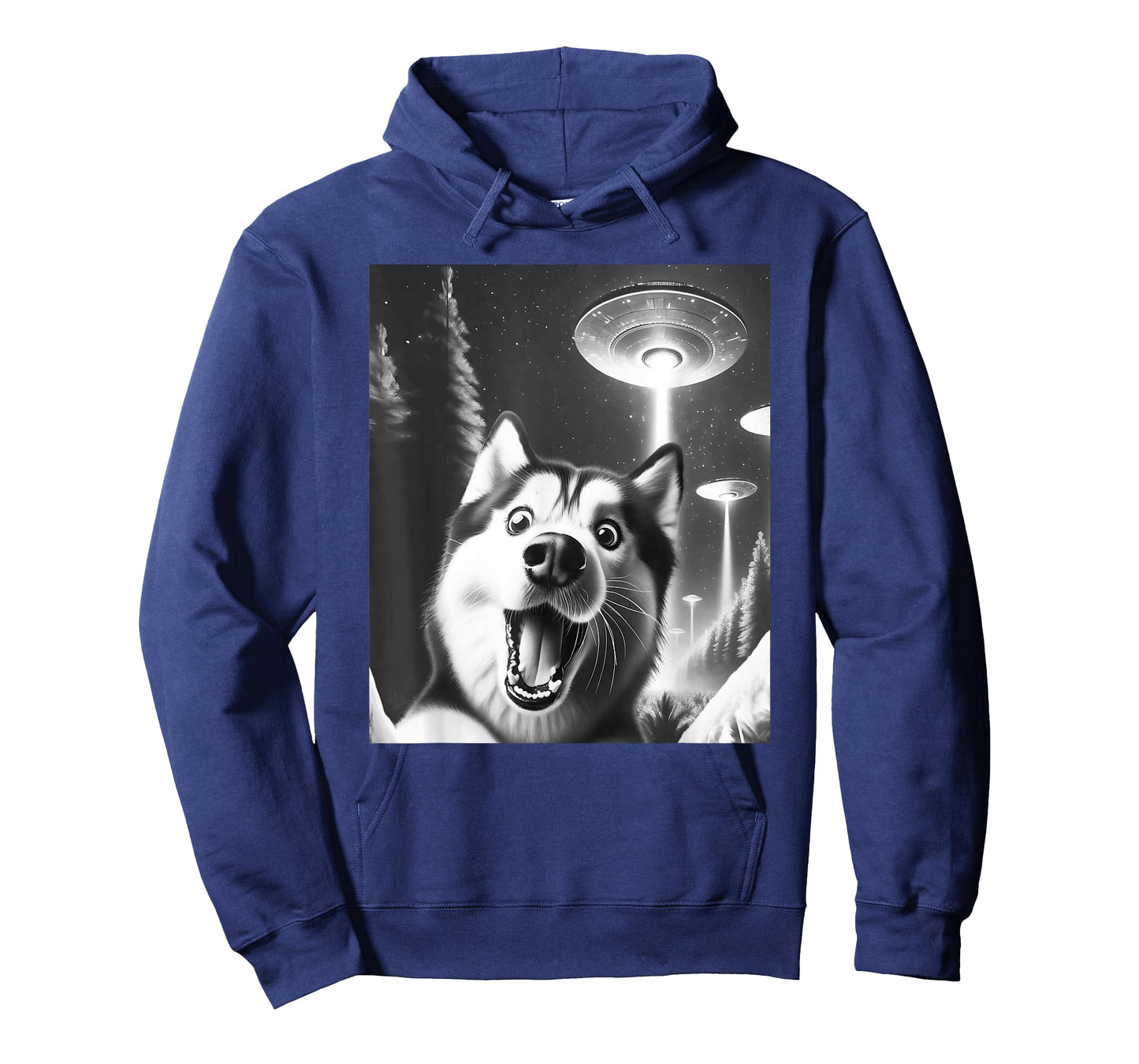 Funny Siberian Husky Alien UFO Taking a Selfie Dog Mom Dad T-Shirt