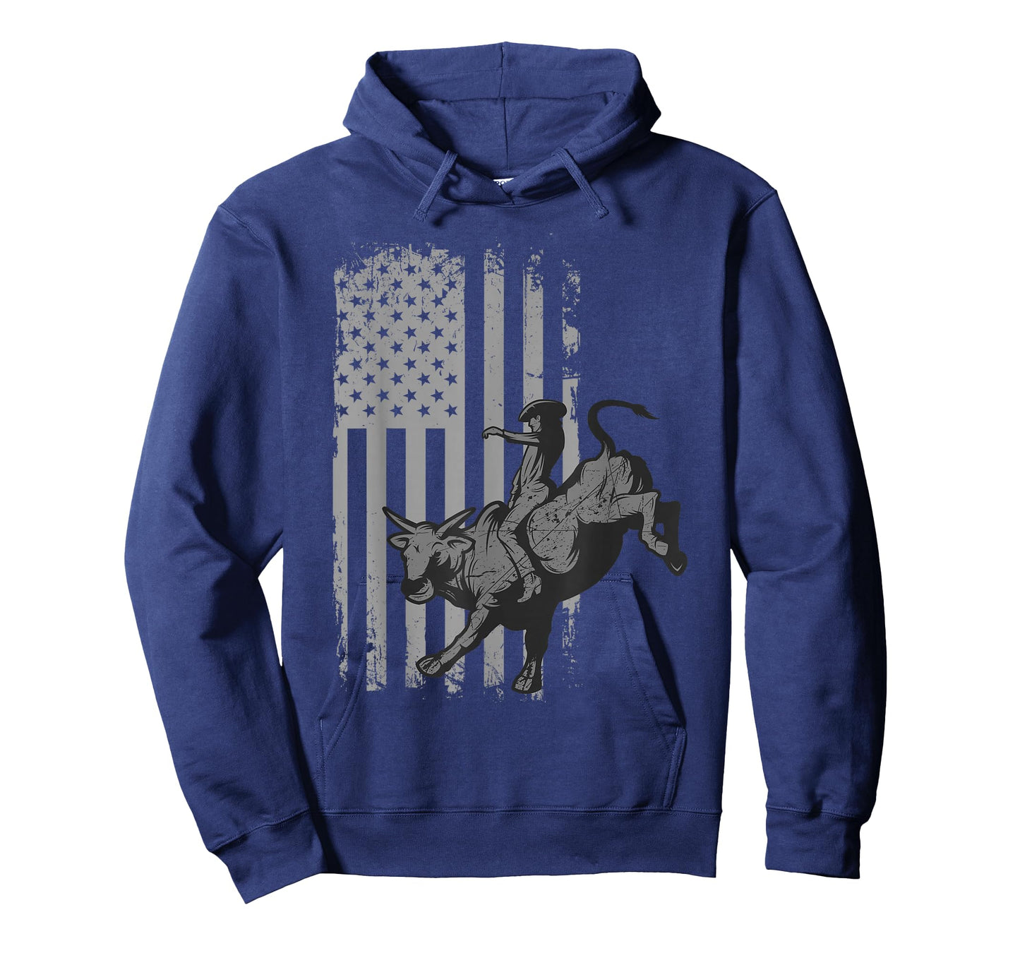 Vintage American Flag Bucking Bull Riding Patriotism Rodeo T-Shirt Small