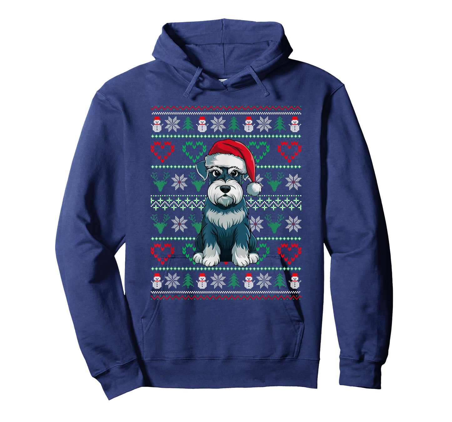 Ugly Christmas Schnauzer Dog Wearing Santa Hat Xmas Pajama T-Shirt