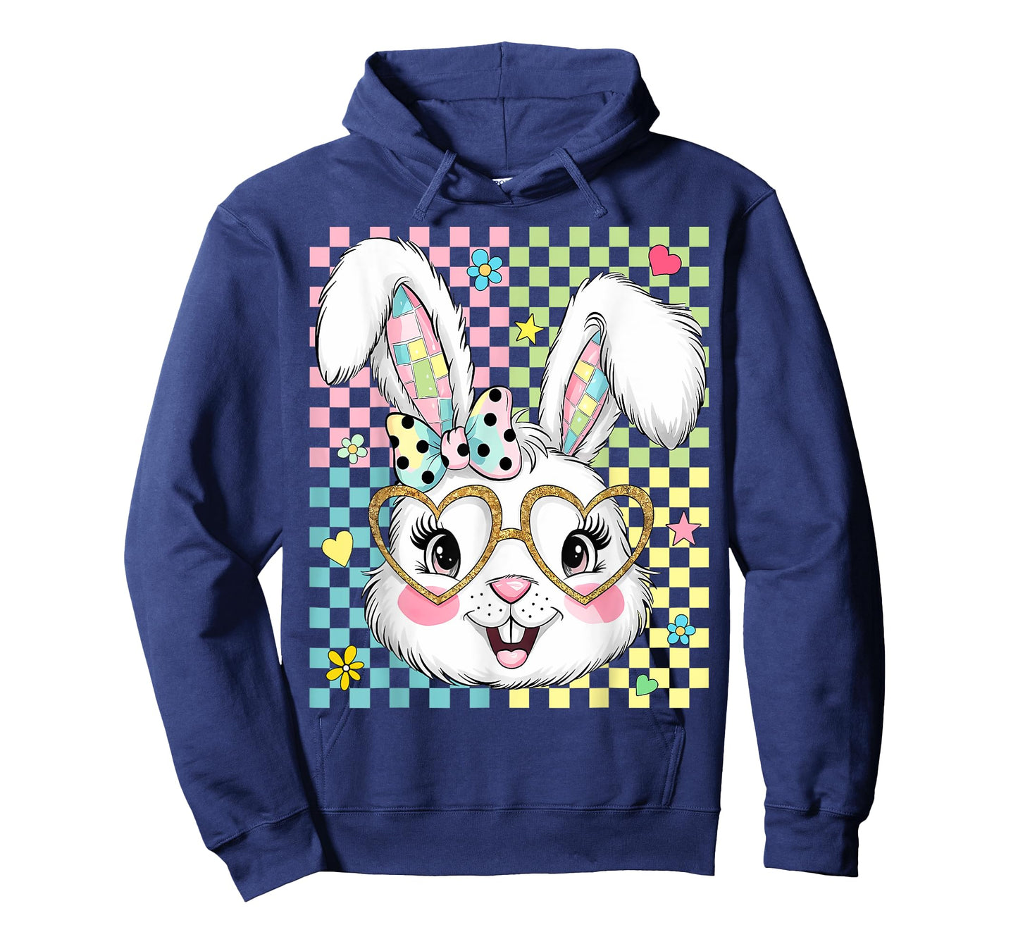 Happy Easter Vibes Cute Bunny Rabbit Face Women Girls Kids T-Shirt