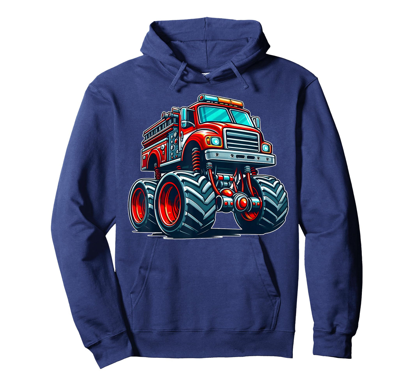 Big Wheels Fire Truck Firefighter Kids Boys Monster Truck T-Shirt