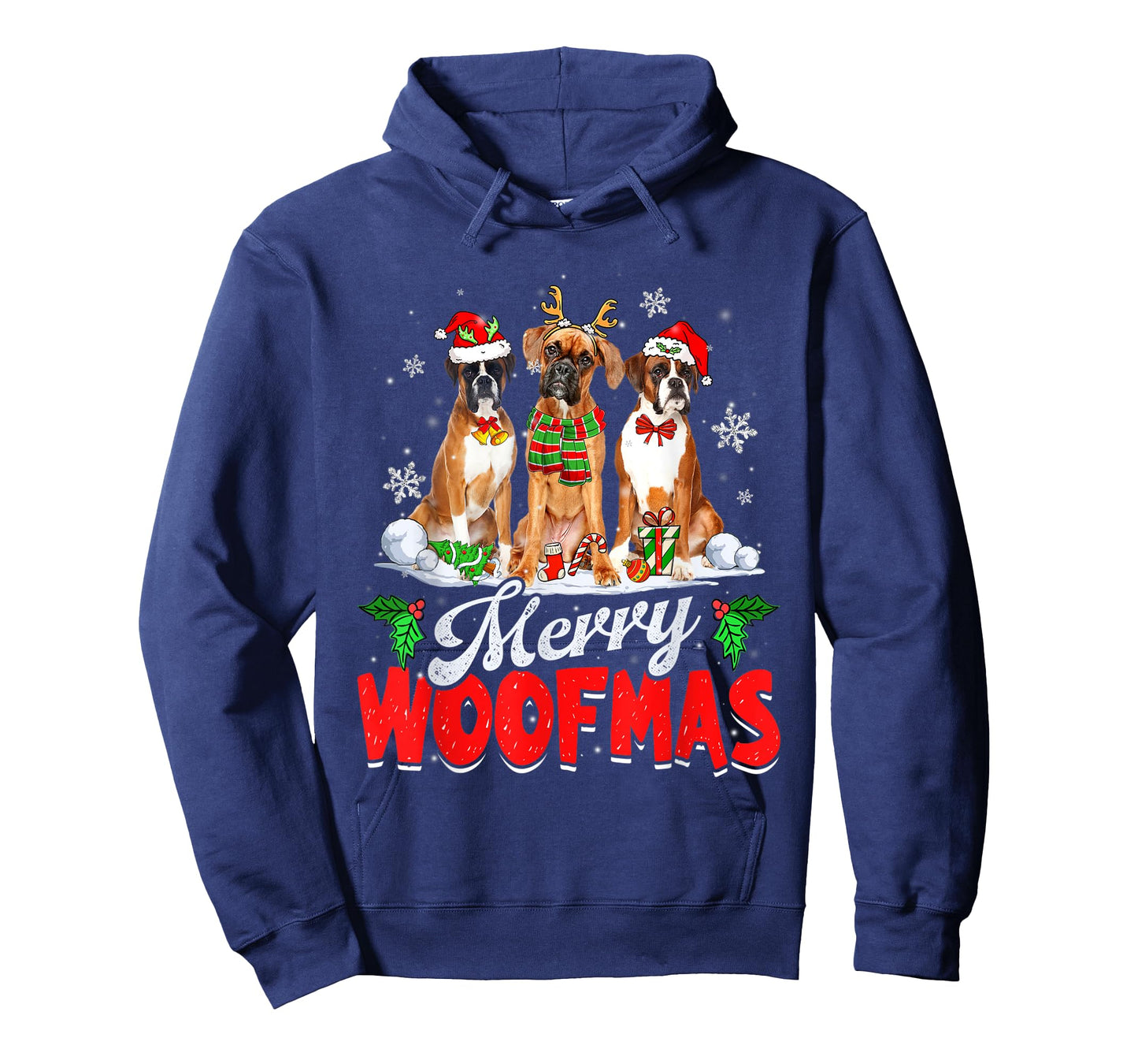 Merry Woofmas Boxer Dog Christmas Dog Lover Xmas T-Shirt
