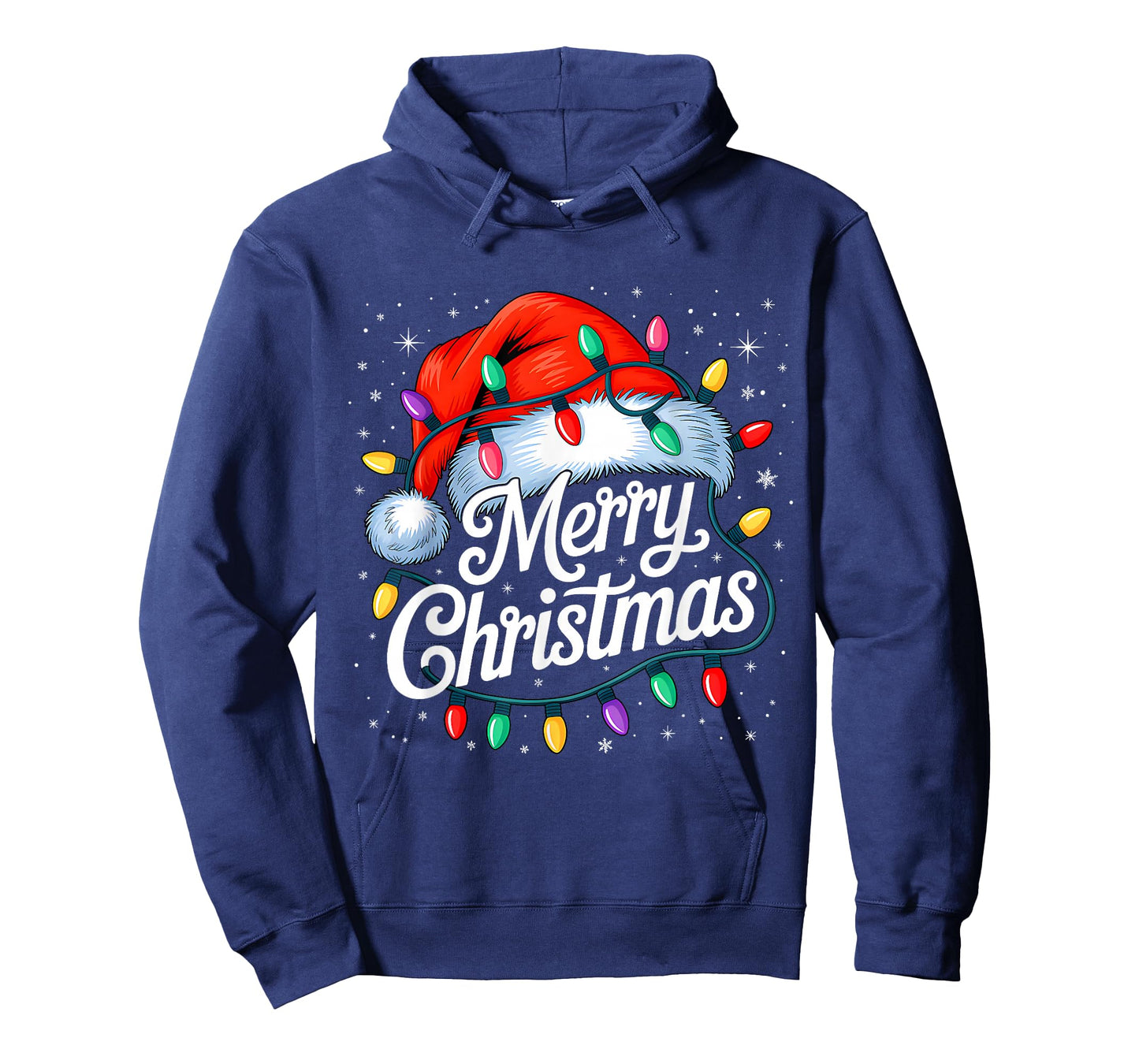 Merry Christmas Lights Red Santa Hat Xmas Family Men Women T-Shirt