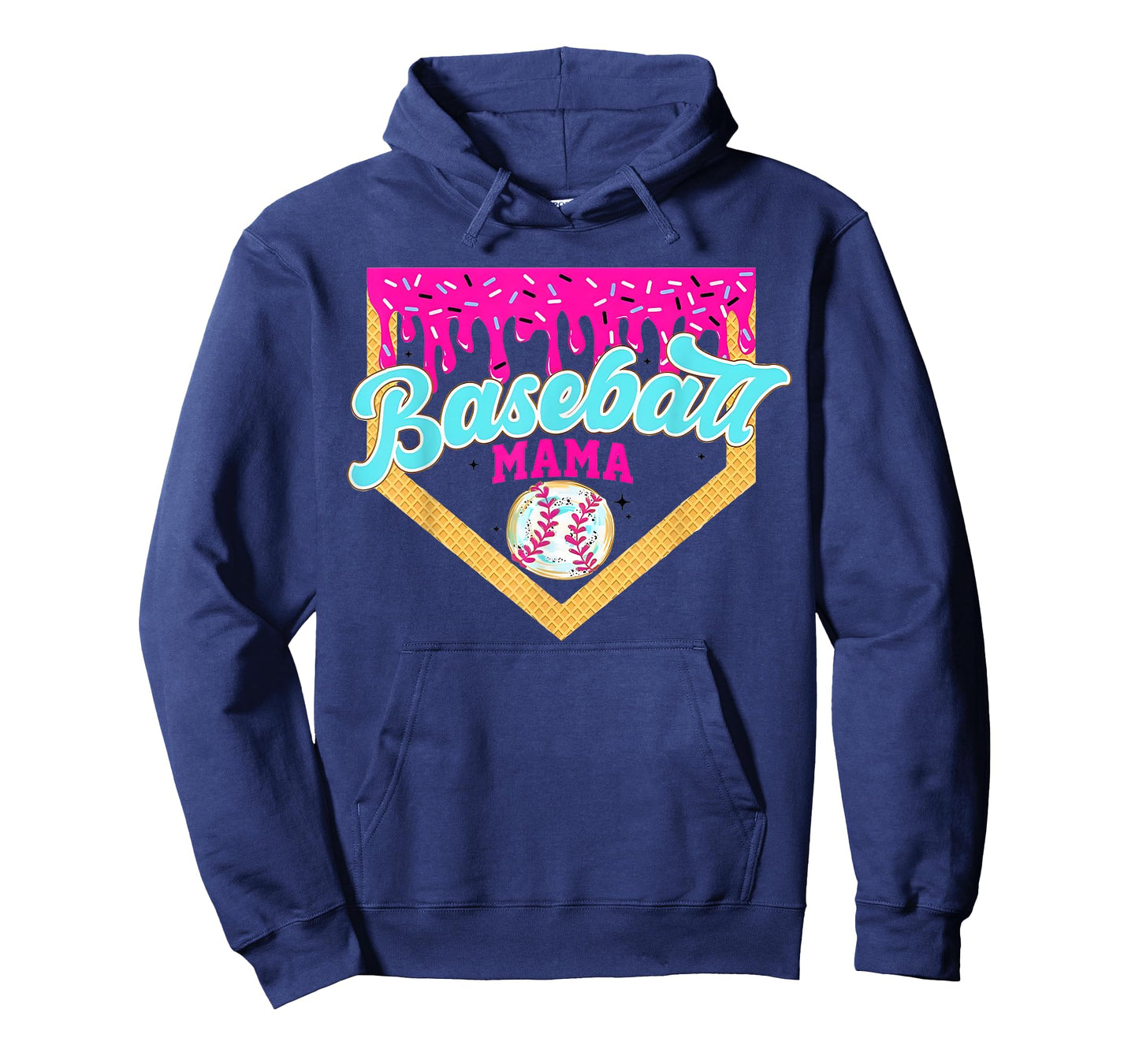 Baseball Mama Ice Cream Dripping Baseball Home Plate Drip T-Shirt