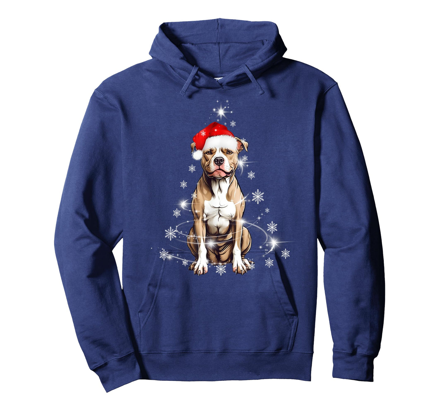 Pitbull Dog Christmas Tree Santa Hat Lights Sweater T-Shirt