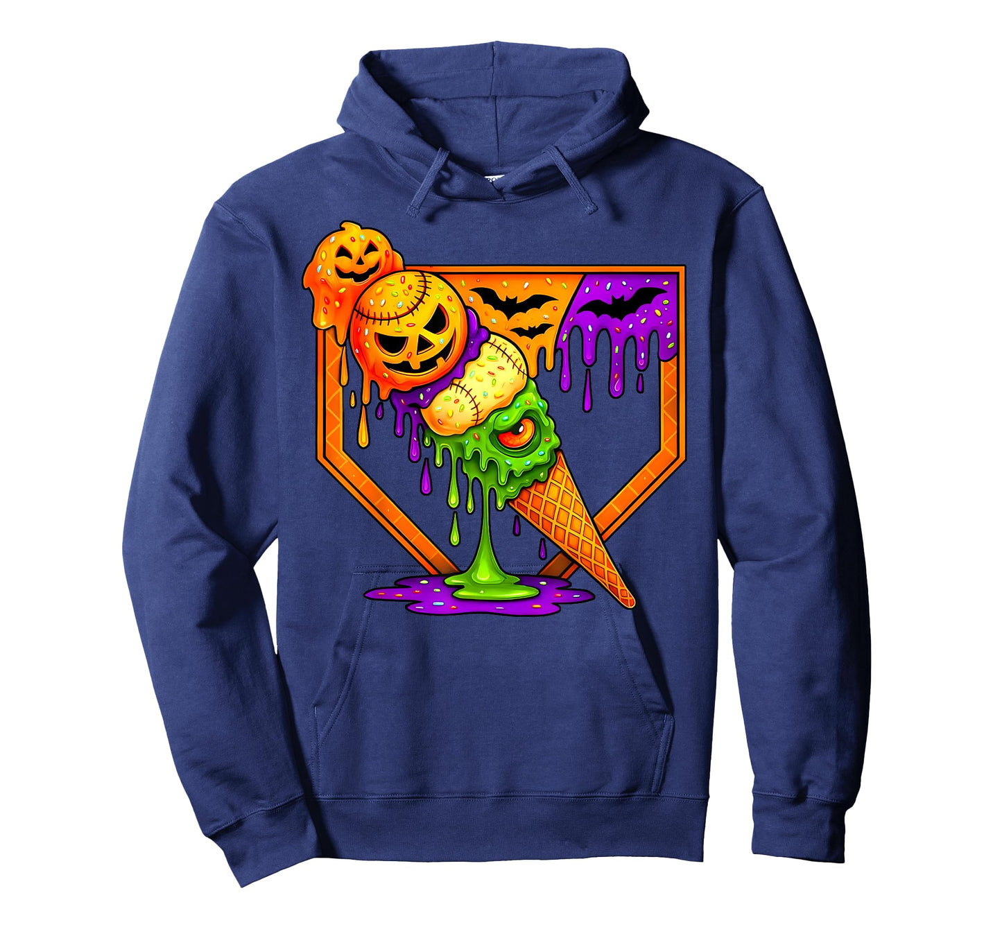 Baseball Ice Cream Cone Drip Home Plate Dripping Halloween T-Shirt