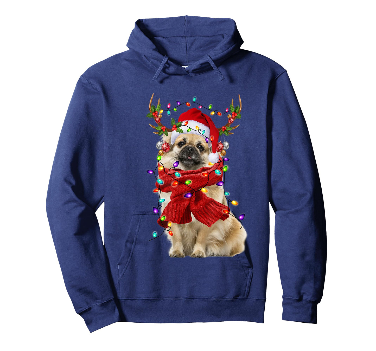 Santa Tibetan Spaniel Dog Reindeer Christmas Lights T-Shirt
