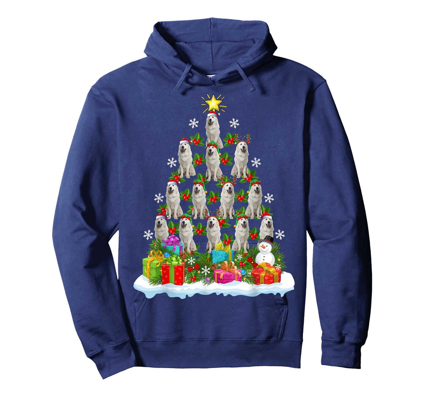 Xmas Decoration Santa Great Pyrenees Dog Christmas Tree Men Women Kids T-Shirt