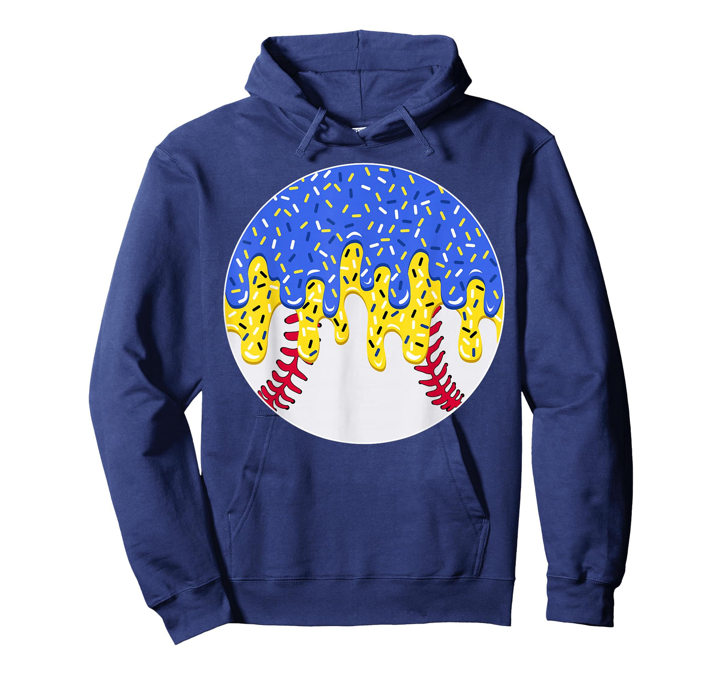 Baseball Blue and Gold Ice Cream Drip with Sprinkles T-Shirt