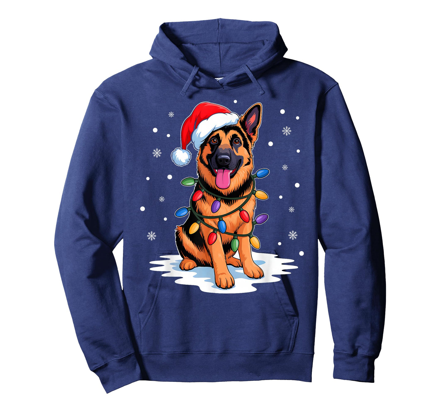 German Shepherd Christmas Lights Santa Hat Xmas Dog Lover T-Shirt
