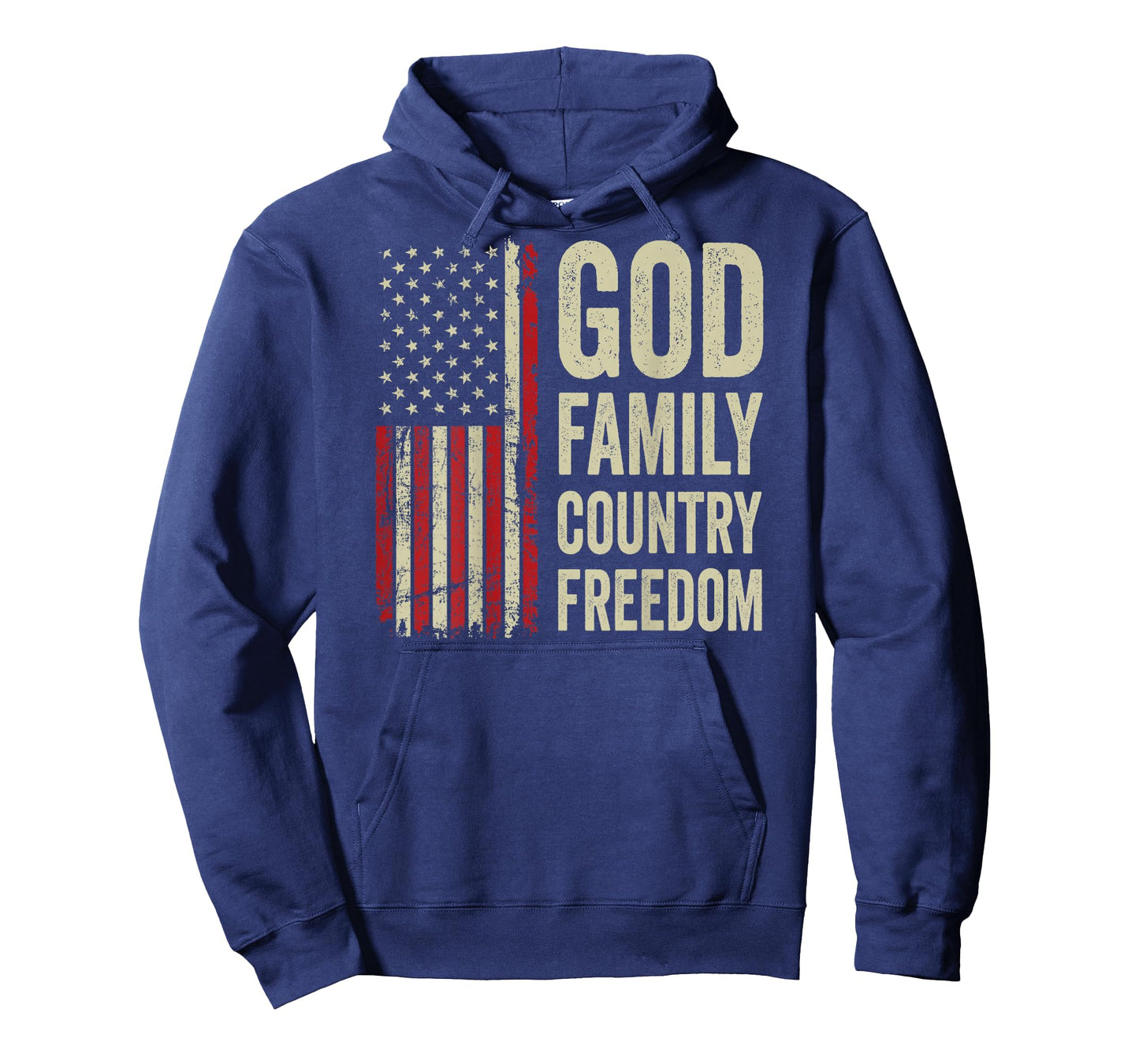 God Family Country Freedom - Patriotic USA Flag (ON BACK) T-Shirt