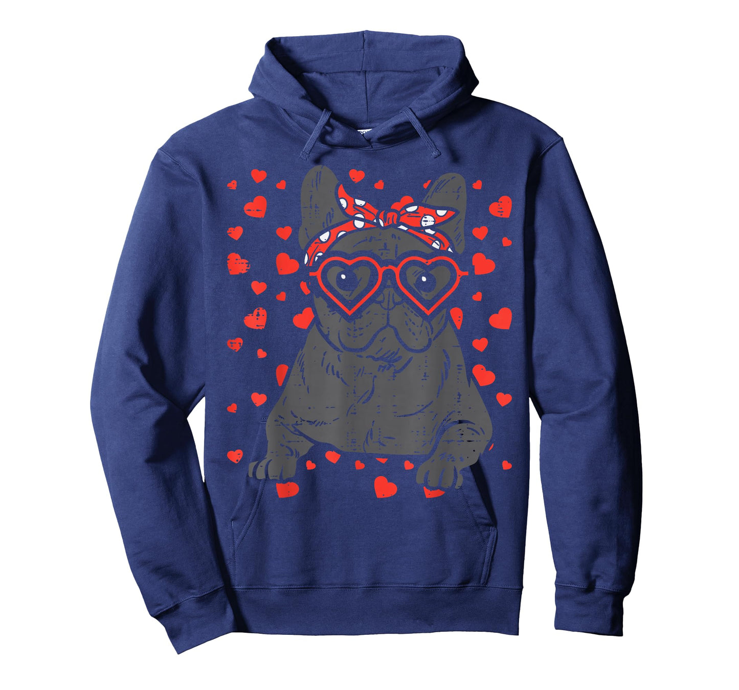 French Bulldog Heart Glasses Valentine Day Frenchie Dog Gift T-Shirt