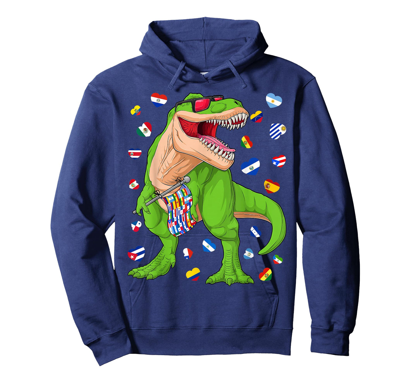 Hispanic Heritage Month T Rex Dinosaur All Hispanic Flags T-Shirt