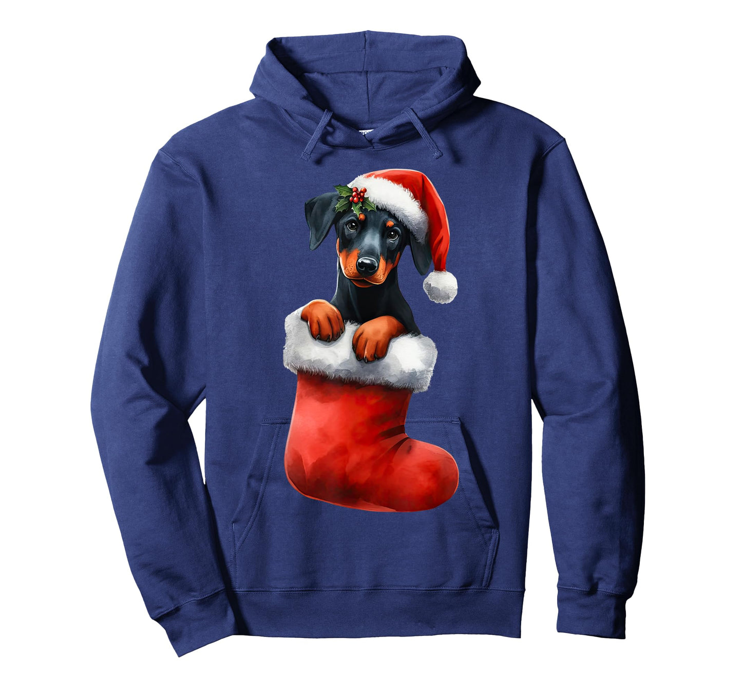 Doberman Pinscher In Sock Christmas Santa Hat Xmas Dog Lover T-Shirt