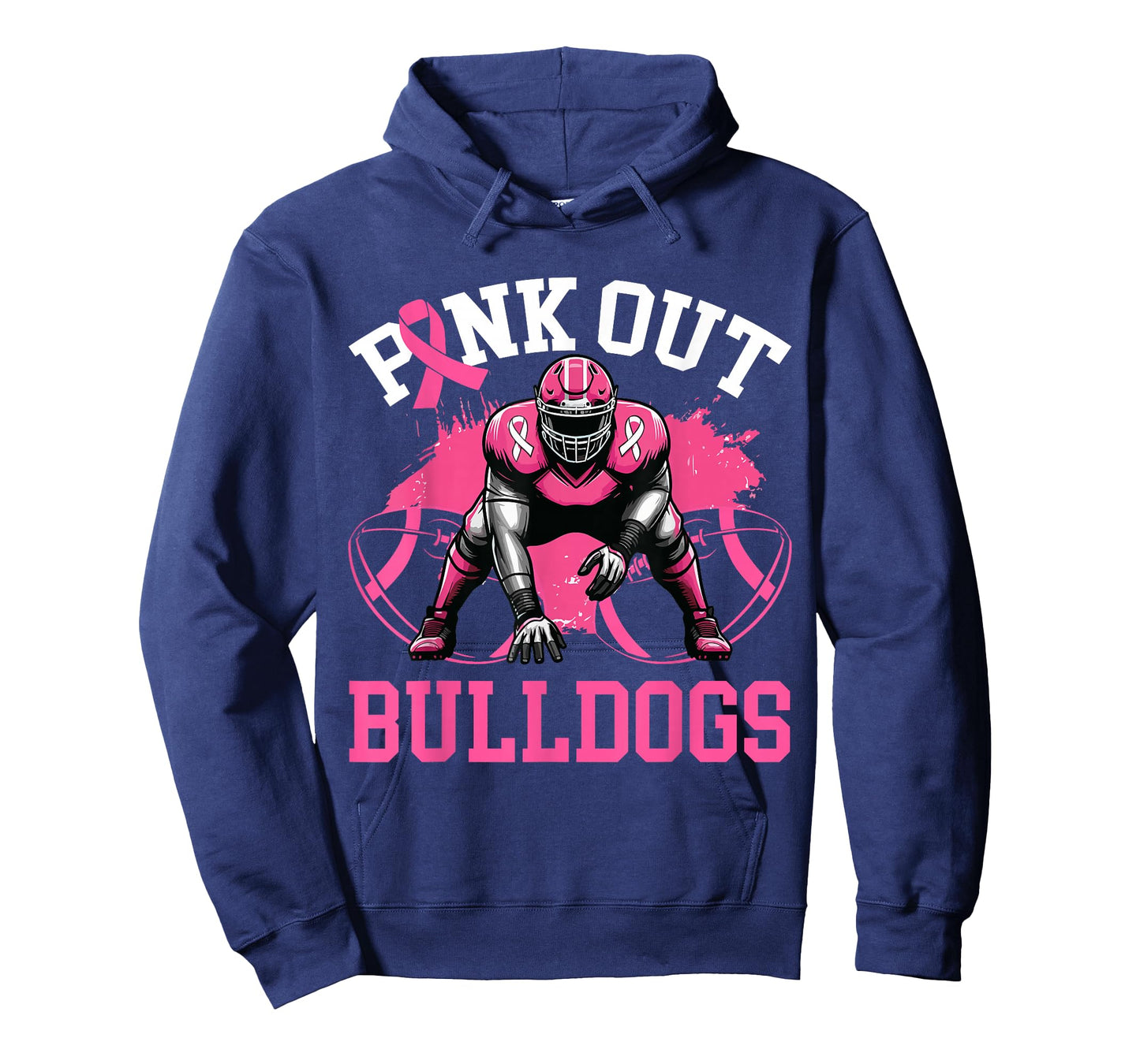 Bulldog Pink Out Football Tackle Breast Cancer Awareness T-Shirt
