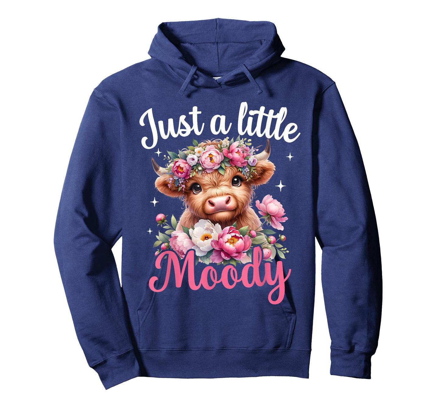 Just A Little Moody Highland Cow Flower Girls Women Cow Farm T-Shirt