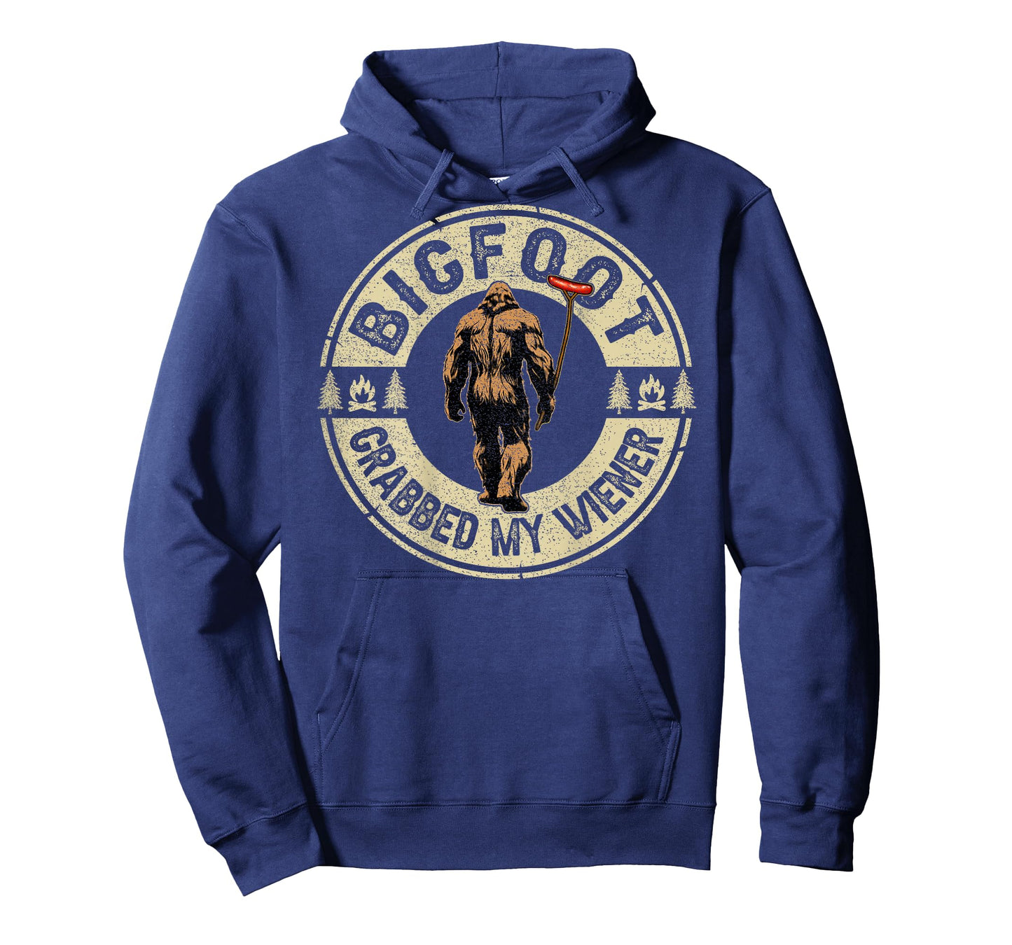 Funny Retro Bigfoot, Bigfoot Grabbed My Wiener (ON BACK) T-Shirt