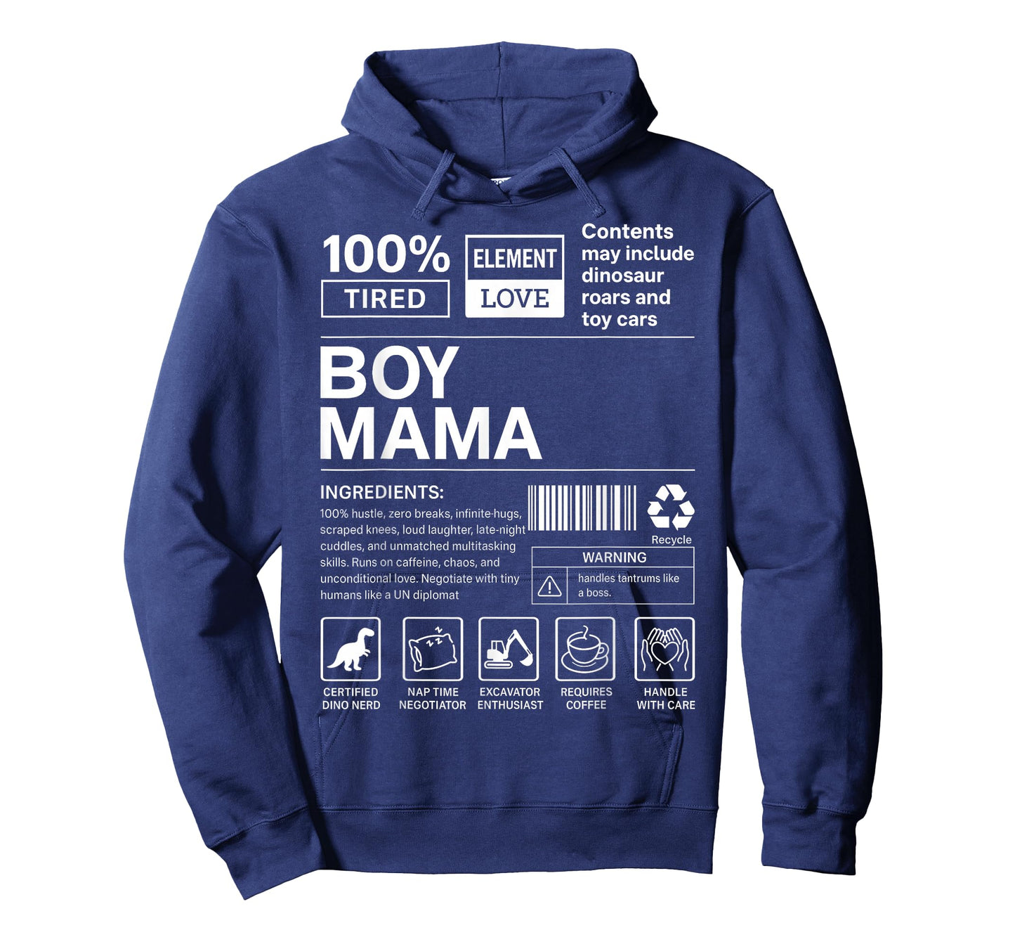 Boy Mama Nutrition Facts Funny Mom Life Chaos Love Tee T-Shirt