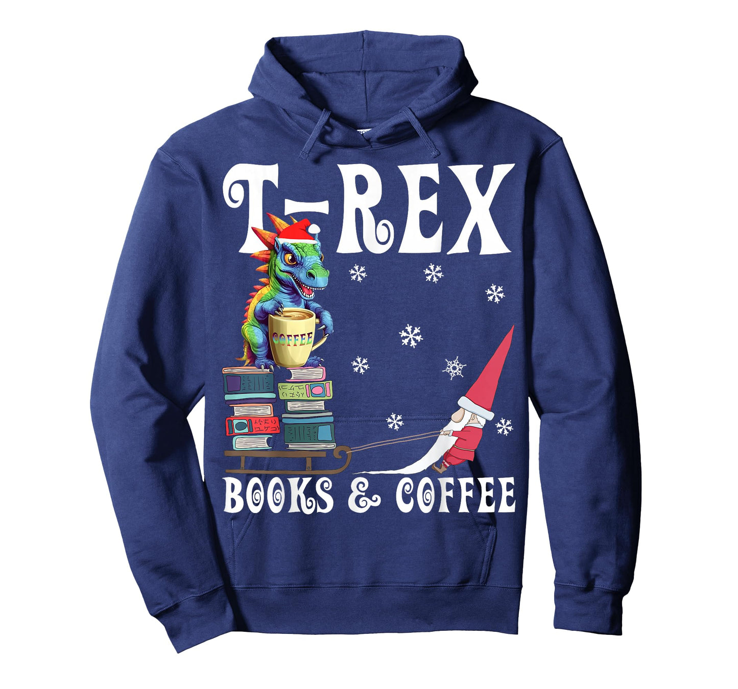 T-Rex Books Coffee Retro Rainbow Dino Coffee Lover Christmas T-Shirt