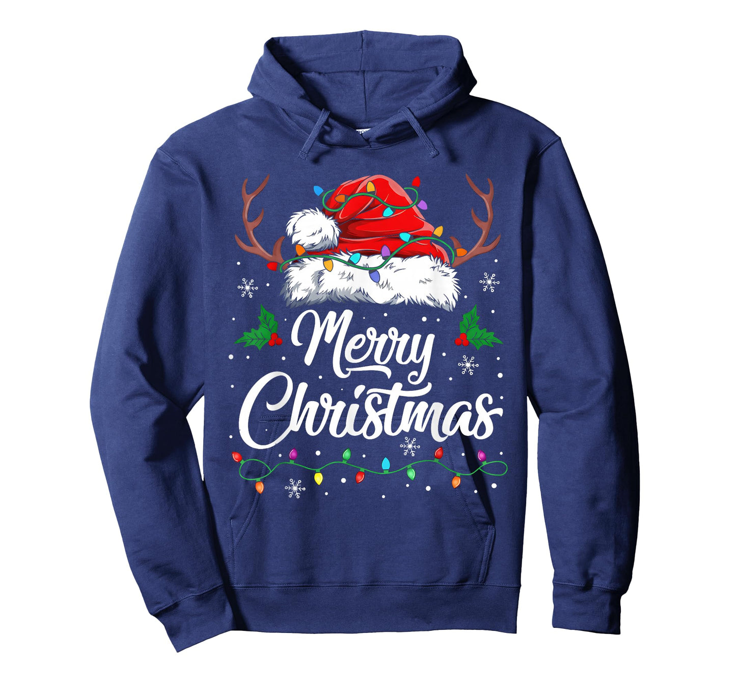 Merry Christmas Lights Red Santa Hat Xmas Family Men Women T-Shirt
