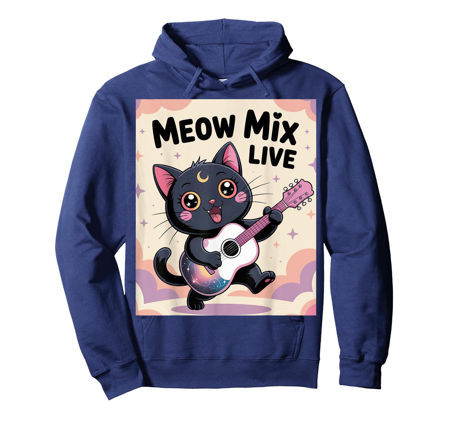 Black Cat Guitar Rock Kawaii Goth Girl Clothes Pink Goth T-Shirt