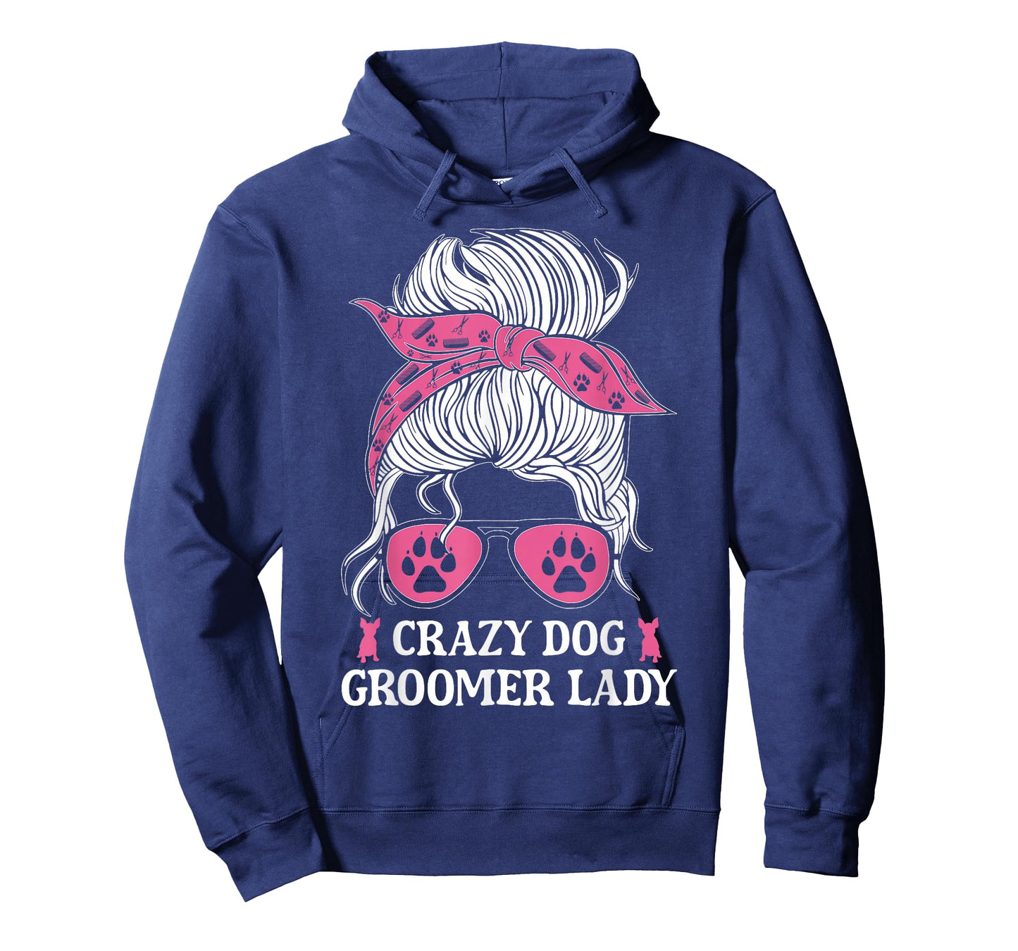 Crazy Dog Groomer Lady Messy Bun Grooming Puppies Dog Lover T-Shirt