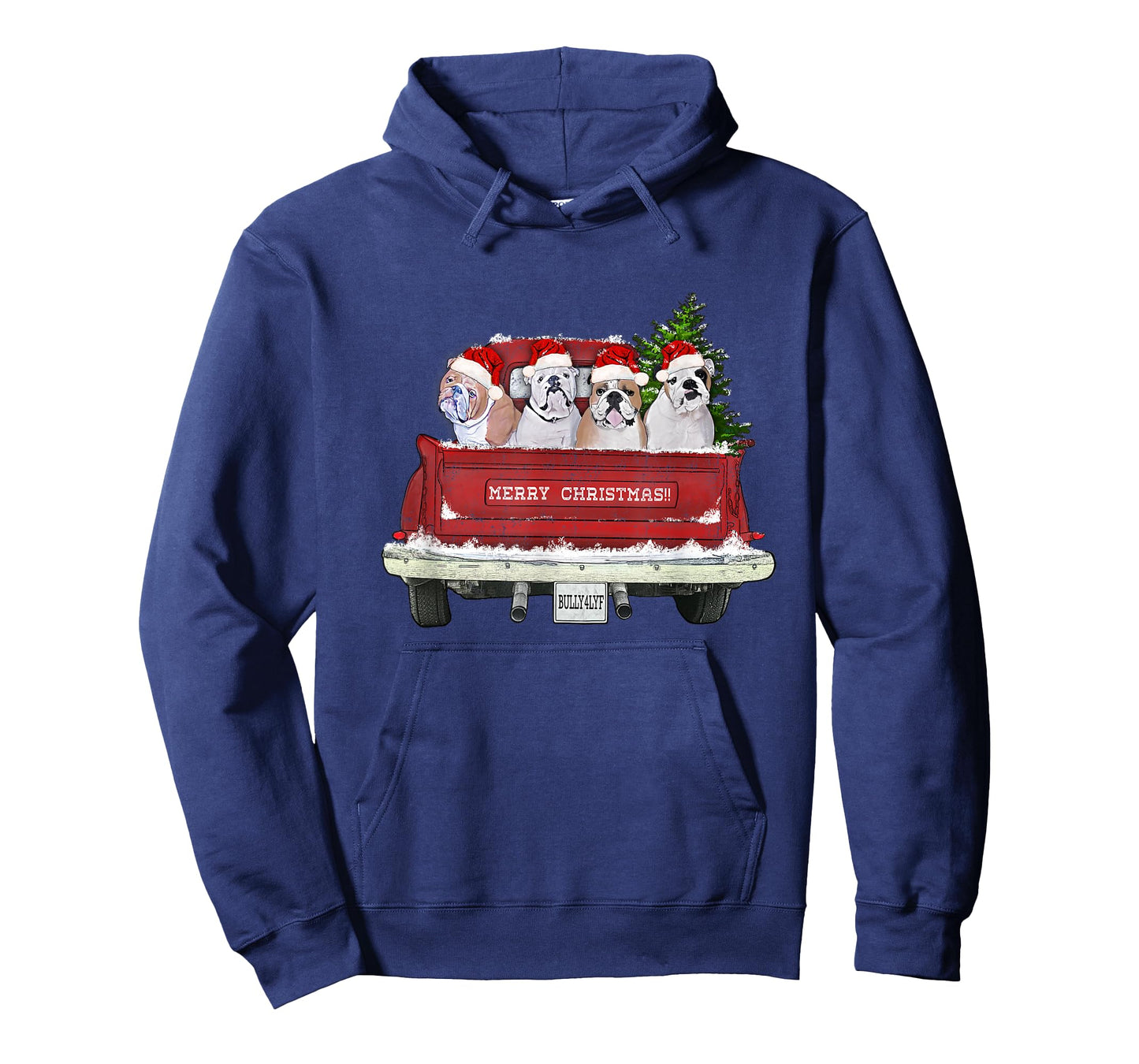 English Bulldogs Vintage Farm Truck Christmas T-Shirt