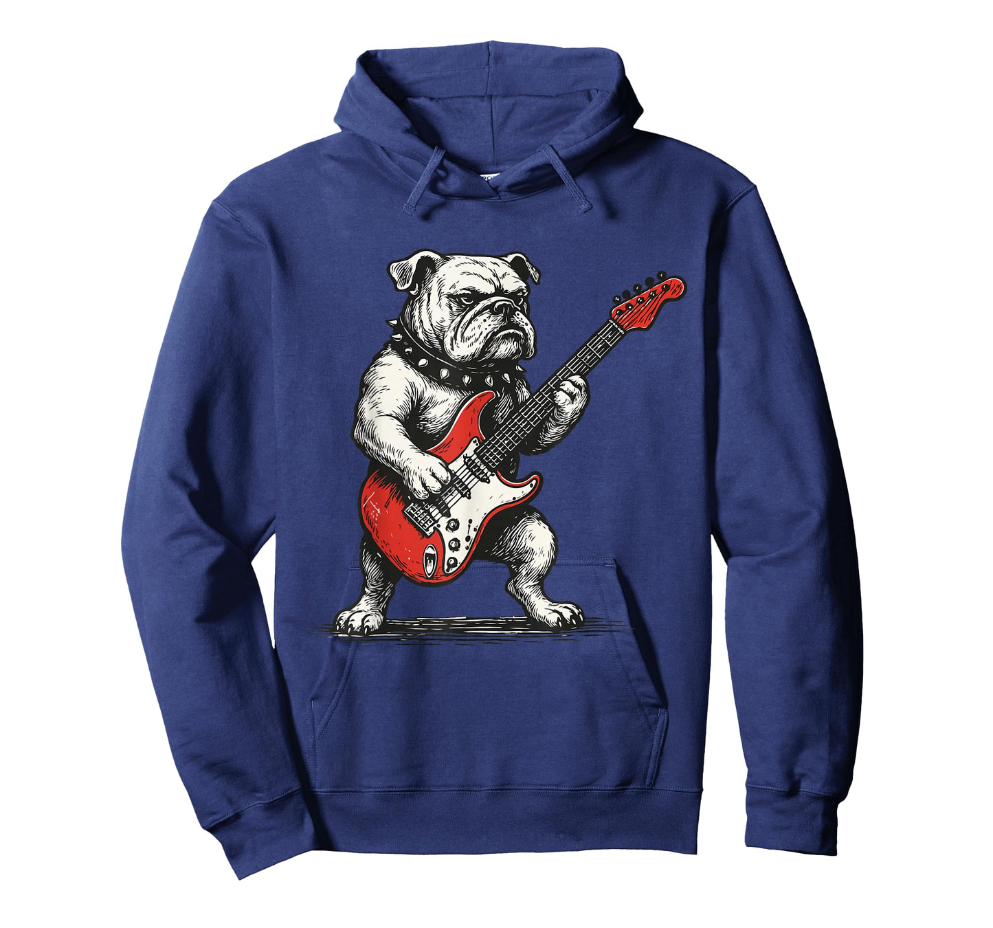 Rockin' Bulldog Electric Guitar Vintage Rock Dog Music Funny T-Shirt