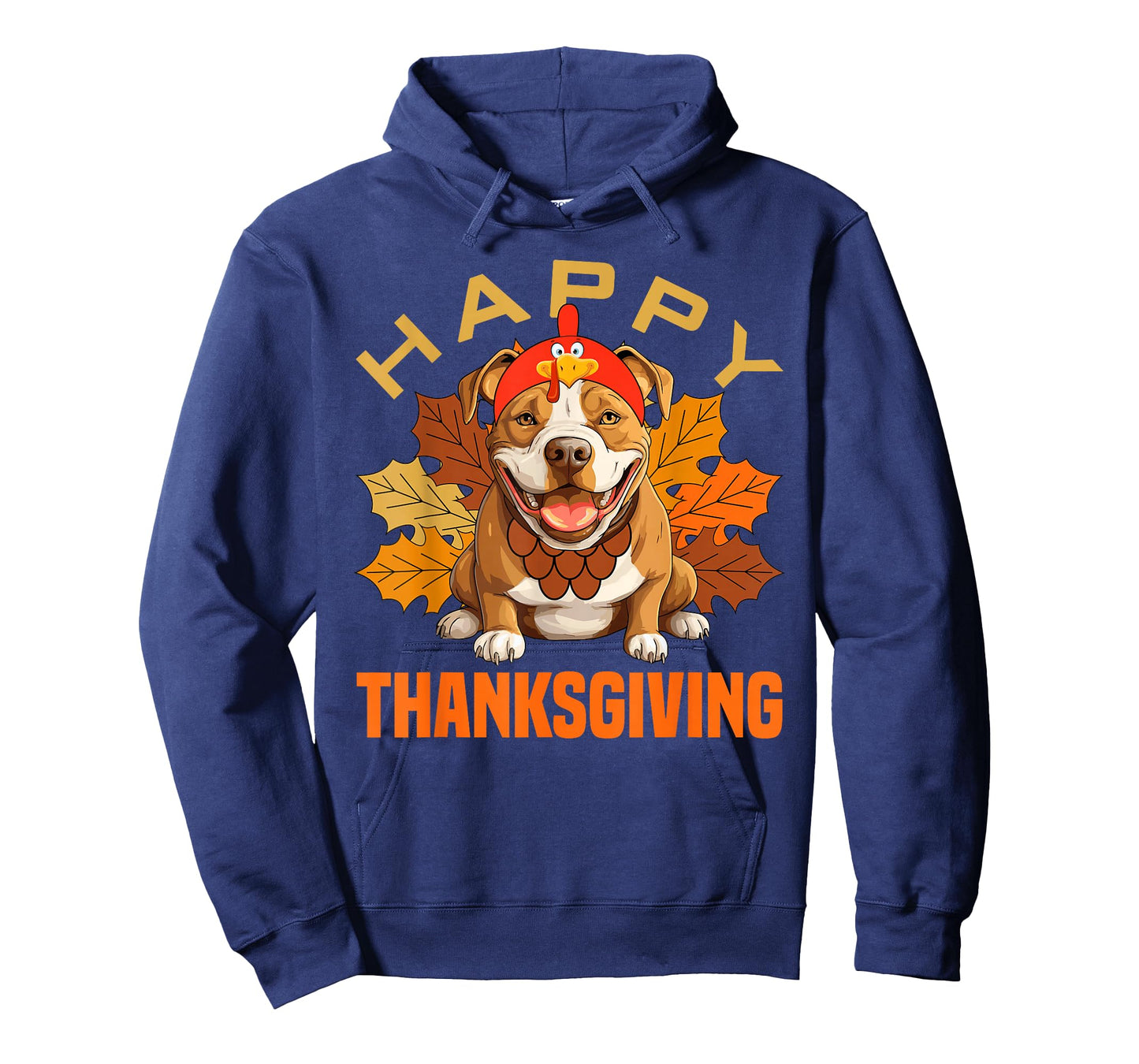 Funny Pitbull Dog In Turkey Costume Happy Thanksgiving Day T-Shirt