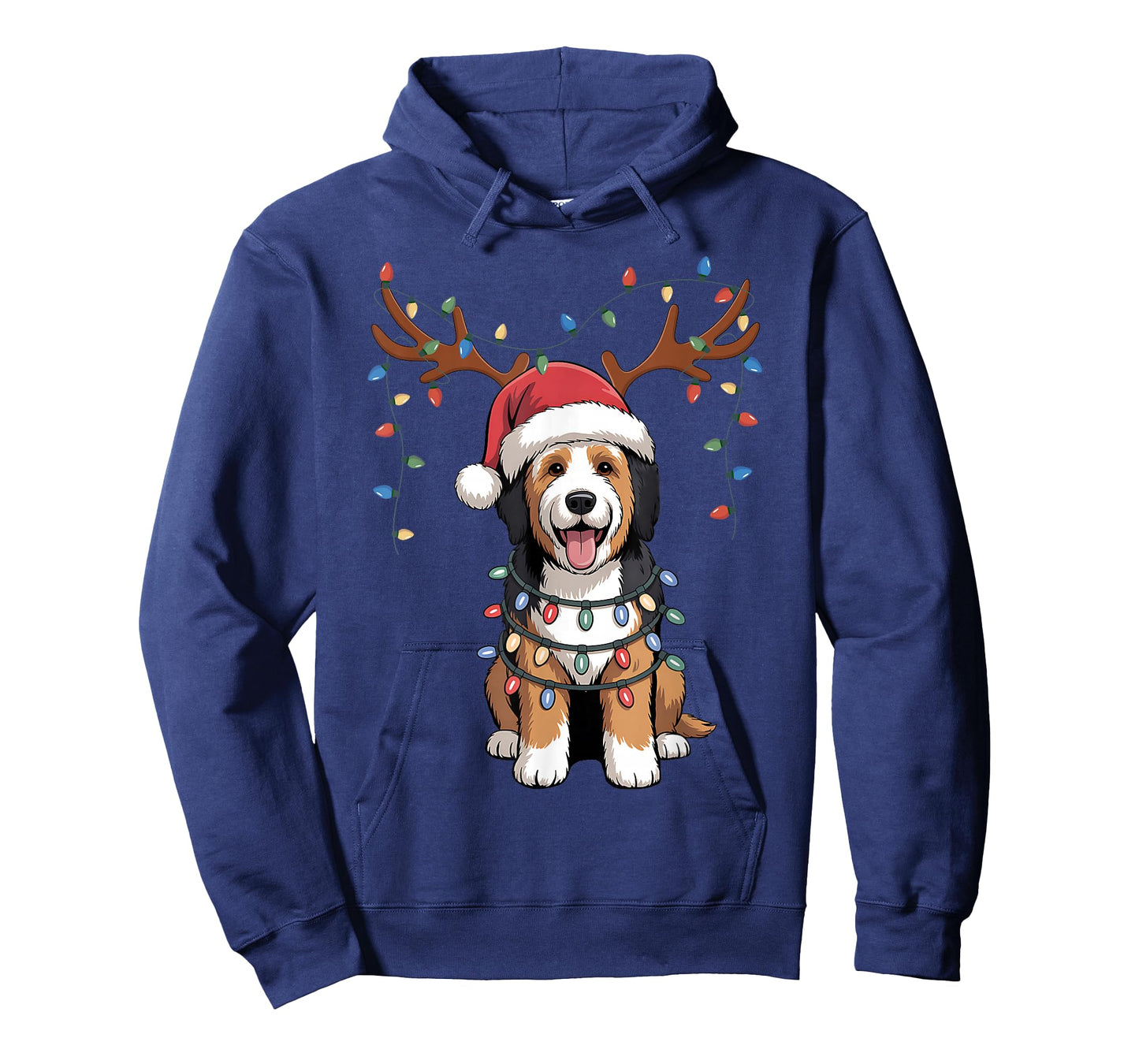 Bernedoodle Dog Santa Reindeer Xmas Lights Pet Dogs Lover T-Shirt