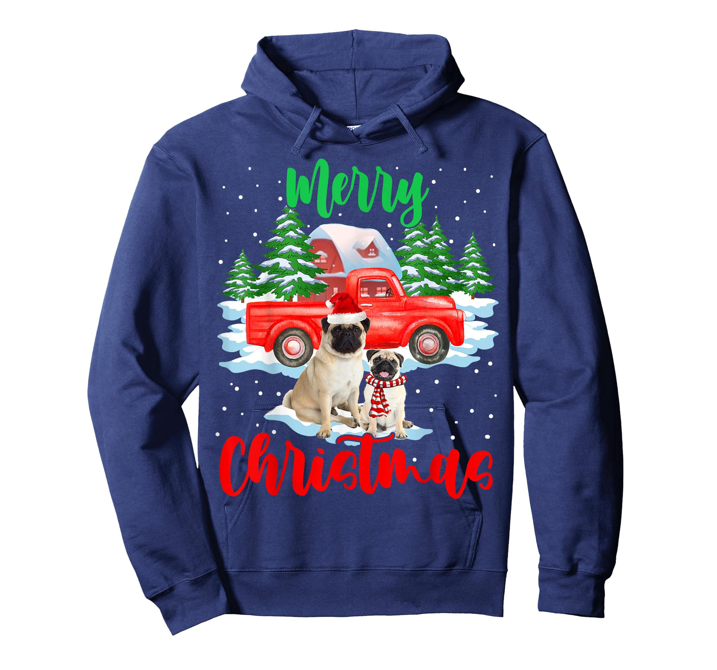 Merry Christmas Santa Pug And Truck Dog Gift T-Shirt for Men Women Kids