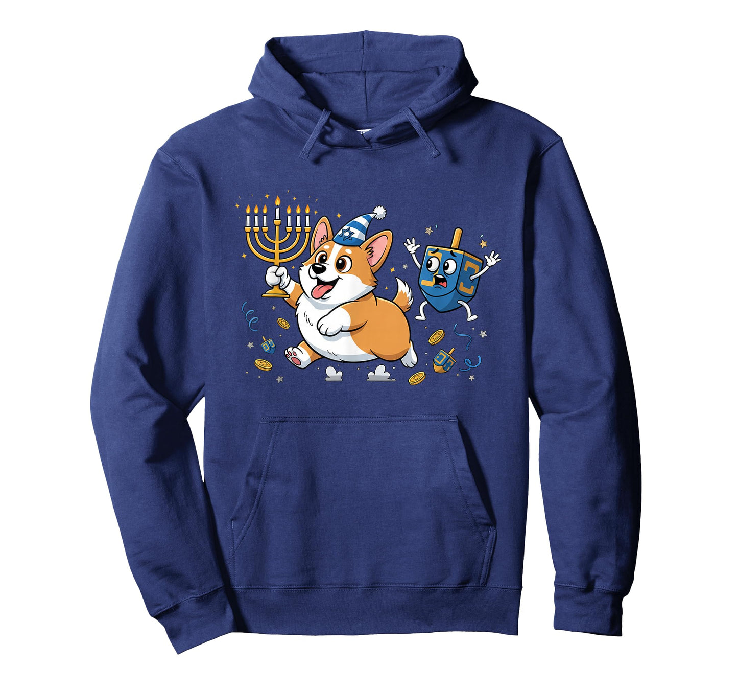 Funny Corgi Dreidel Menorah Hanukkah Kids Womens Mens T-Shirt