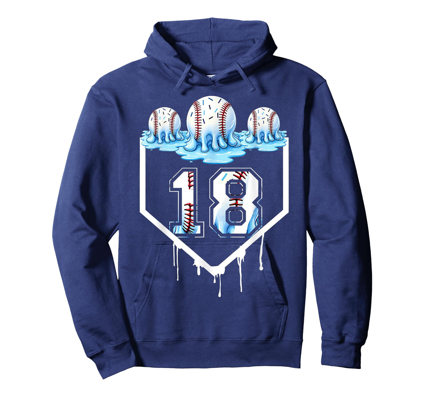 18th Birthday Party Ice Cream Drip Baseball Lover 18 Years T-Shirt