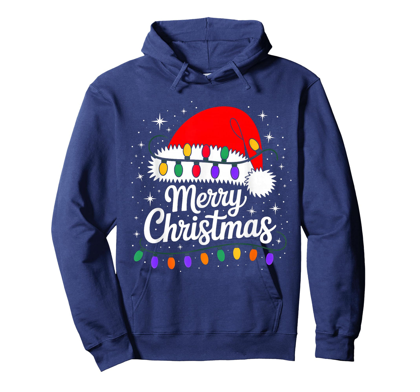 Merry Christmas Lights Red Santa Hat Xmas Family Men Women T-Shirt