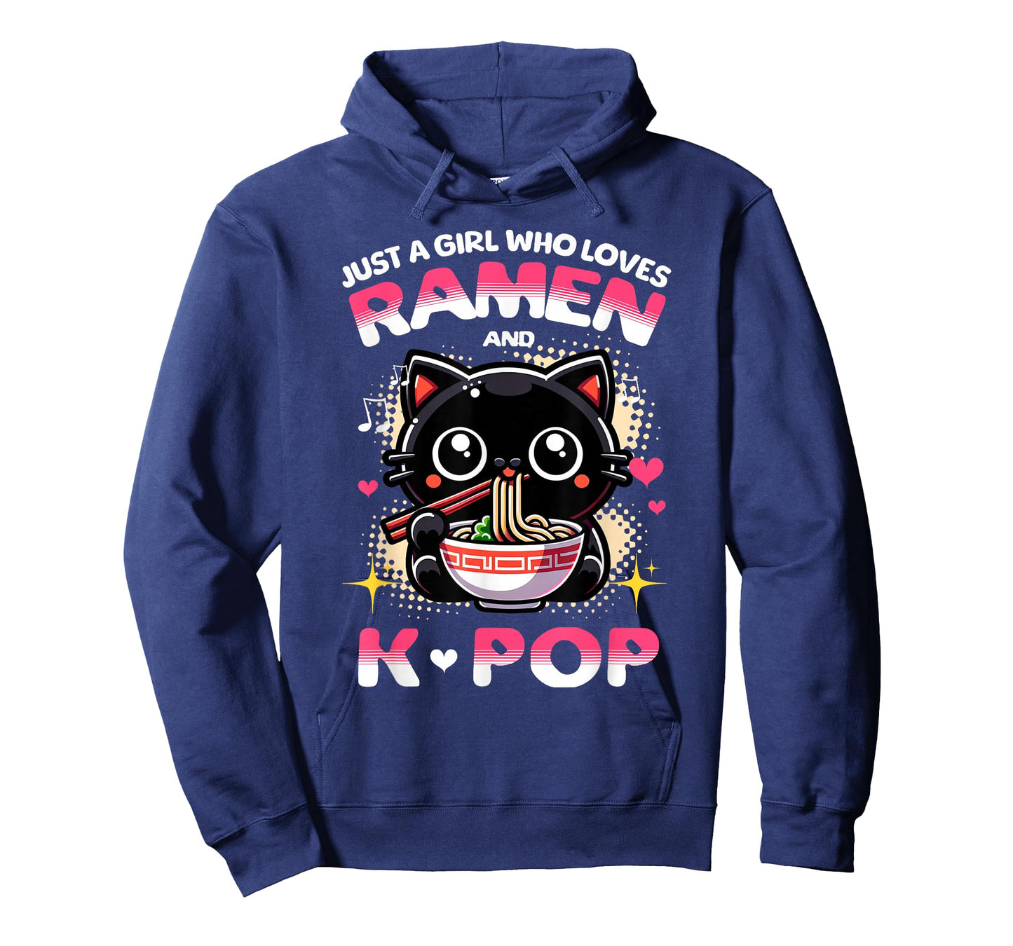 Just a Girl Who Loves Ramen and K-Pop Music Cat Design T-Shirt