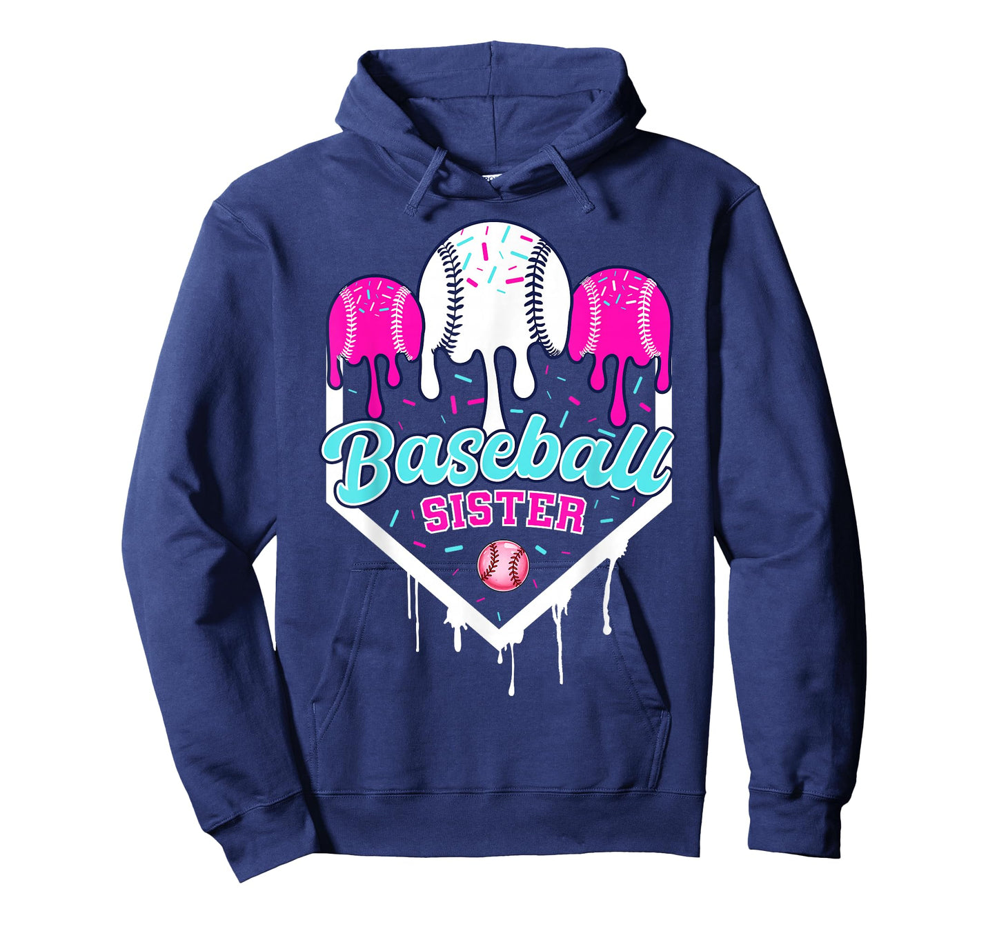 Baseball Sister Drip Ice Cream Cute Home Plate Baseball Girl T-Shirt