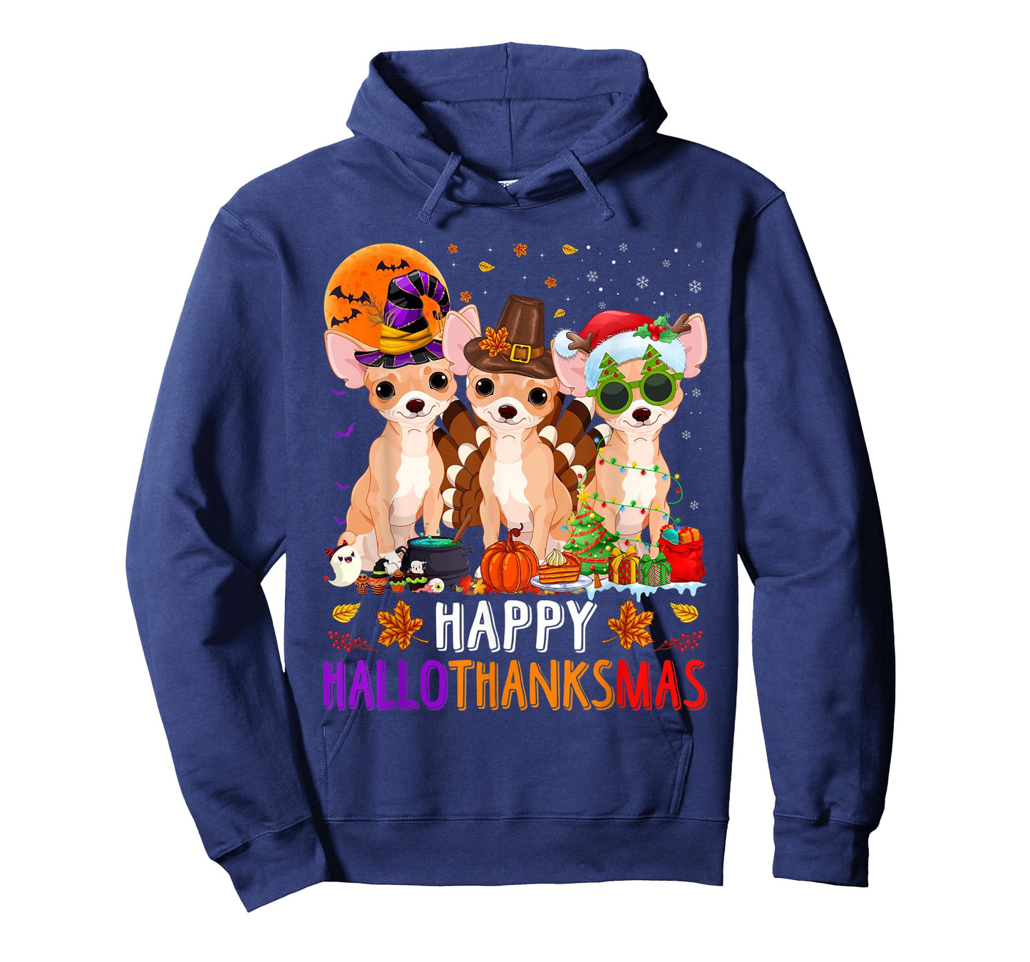 Happy Hallothanksmas Chihuahua Dog Halloween Christmas T-Shirt
