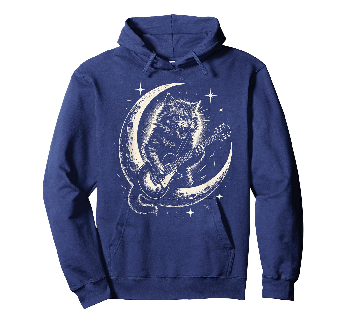 Rock Guitar Cat on Moon for Music Lovers and Feline Fans T-Shirt
