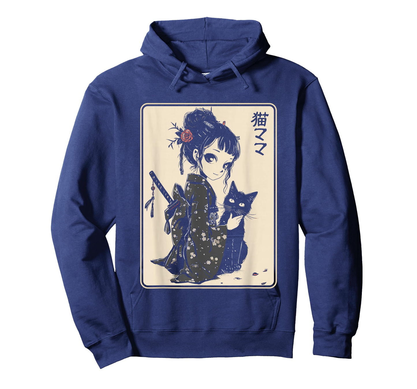 Japanese Gothic Kawaii Anime Samurai Cat Mom Woman Girls T-Shirt