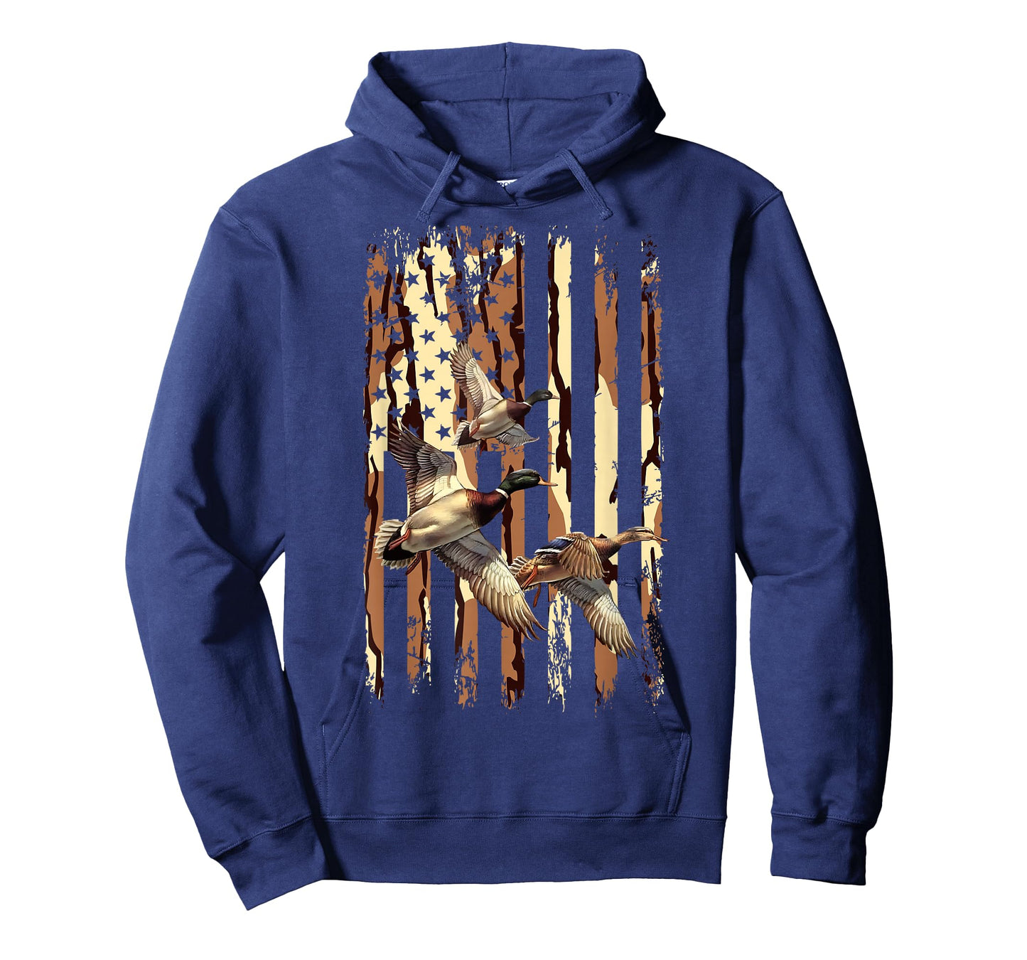 Duck Hunt American Flag Waterfowl Hunting Bottom lands Camo T-Shirt