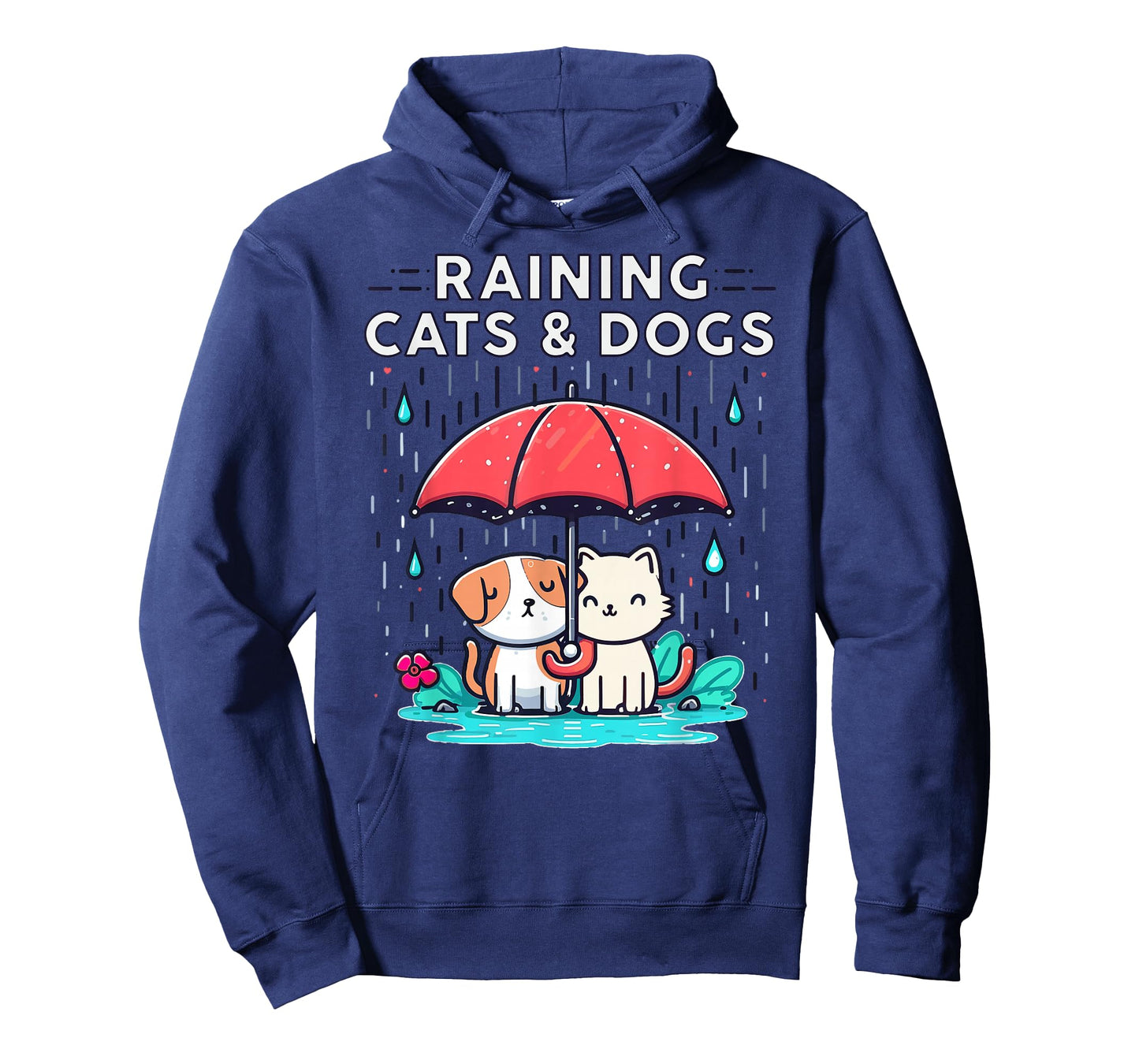 Raining Cats and Dogs Funny Idiom Canine Feline Puppy Kitty T-Shirt