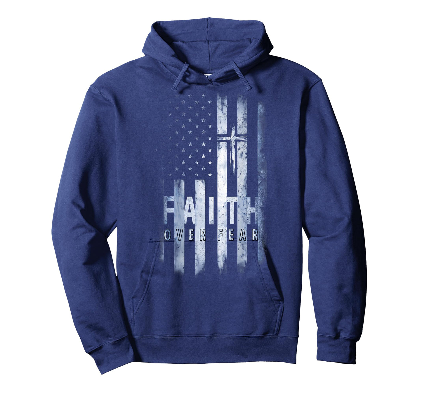 Your Country USA Dibble Dabble Designs On Back | Patriotic USA American Flag Faith Over Fear Prayer T-Shirt, Small
