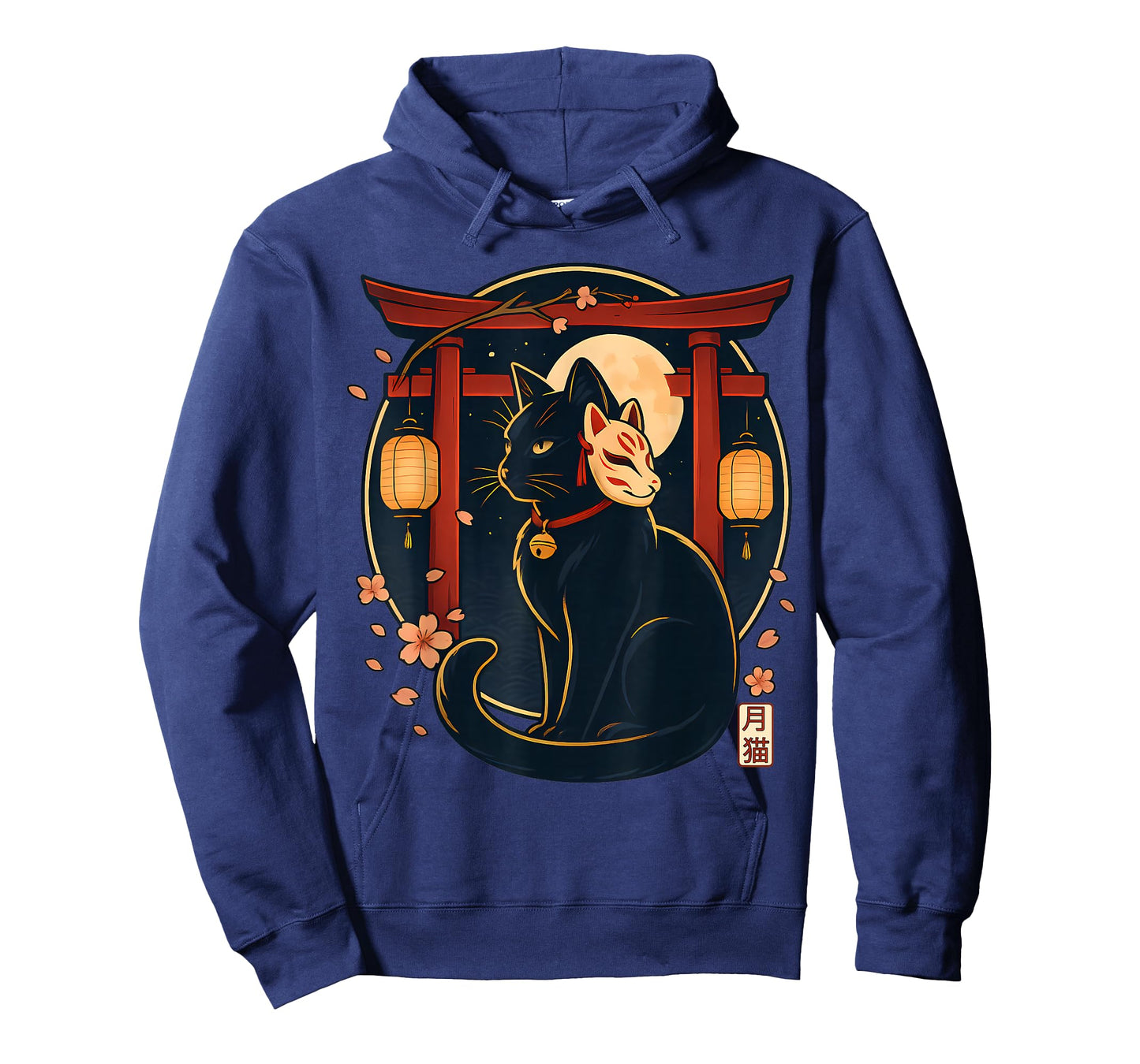 Kawaii Japanese Cat Kitsune Mask Torii Lantern Funny Cat T-Shirt
