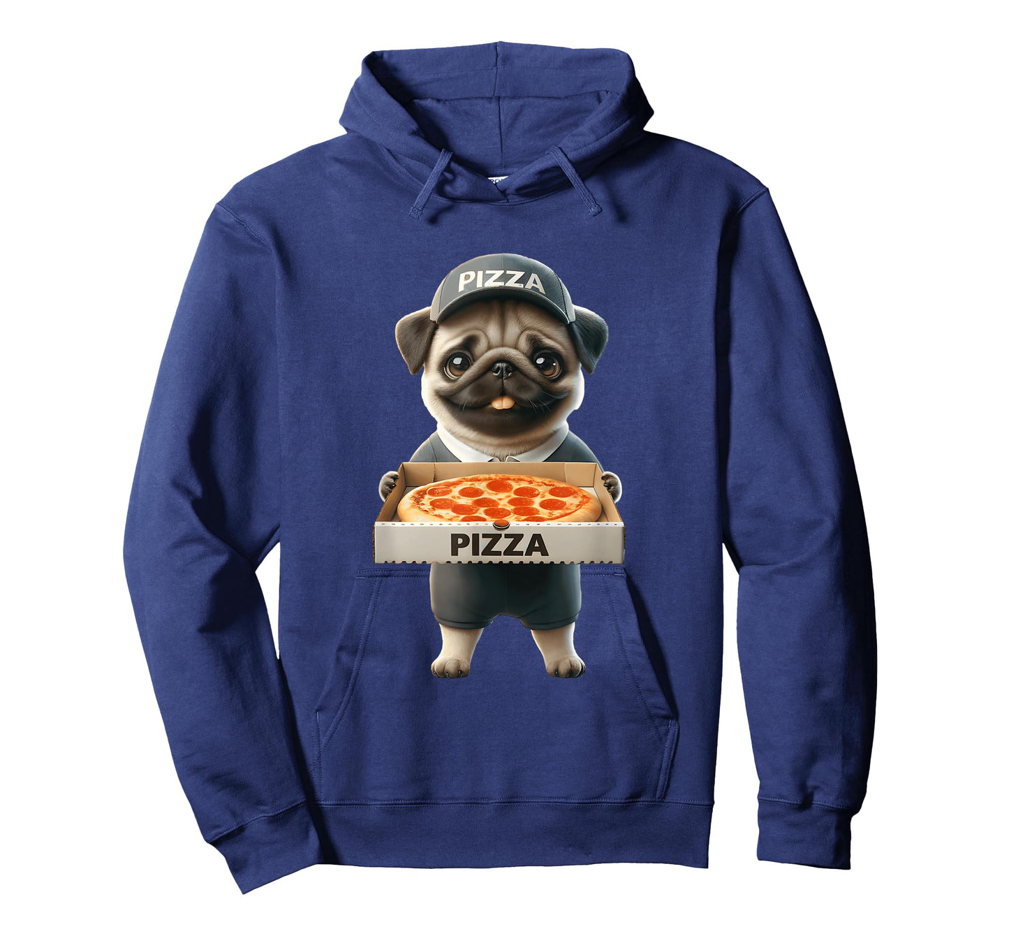 Pizza Delivery Pug with Pizza Box Pet Dog Lover Cartoon T-Shirt