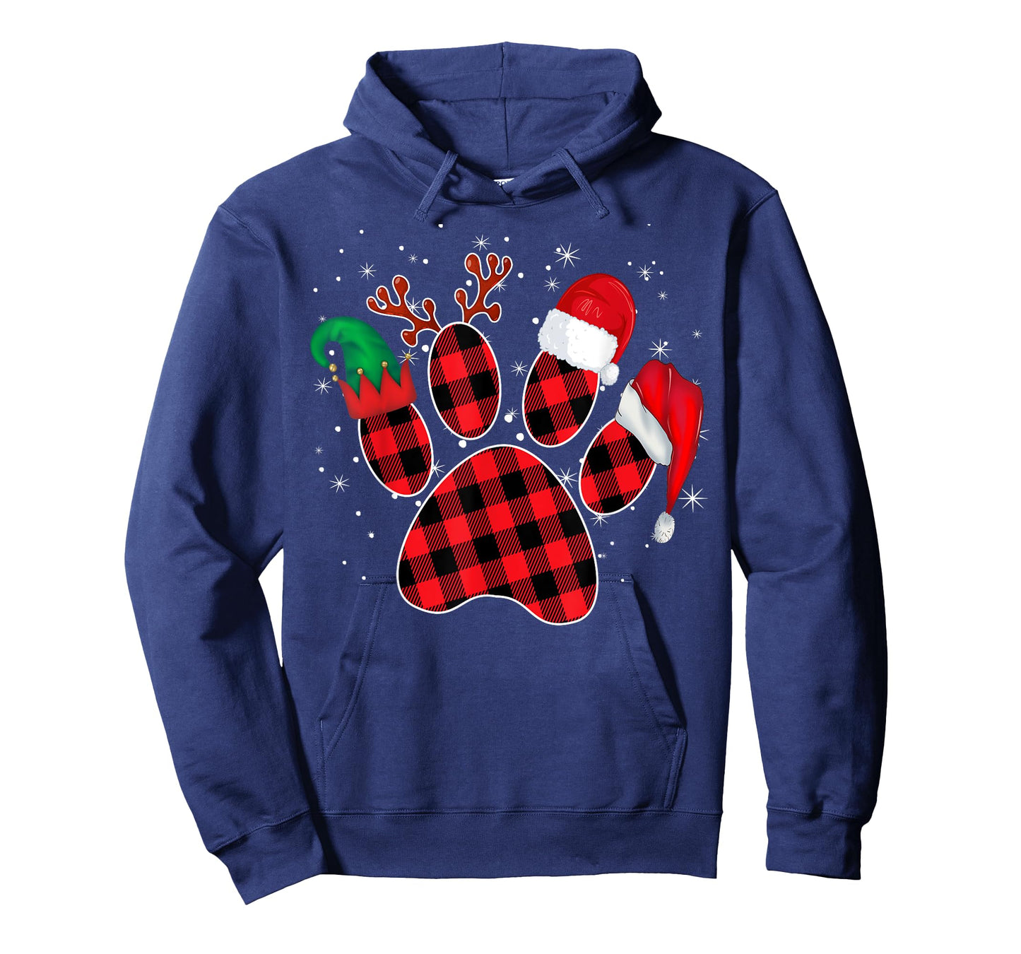 Dog Paws Christmas Buffalo Plaid Paw Santa Elf Reindeer Fun T-Shirt for Men Women Kids