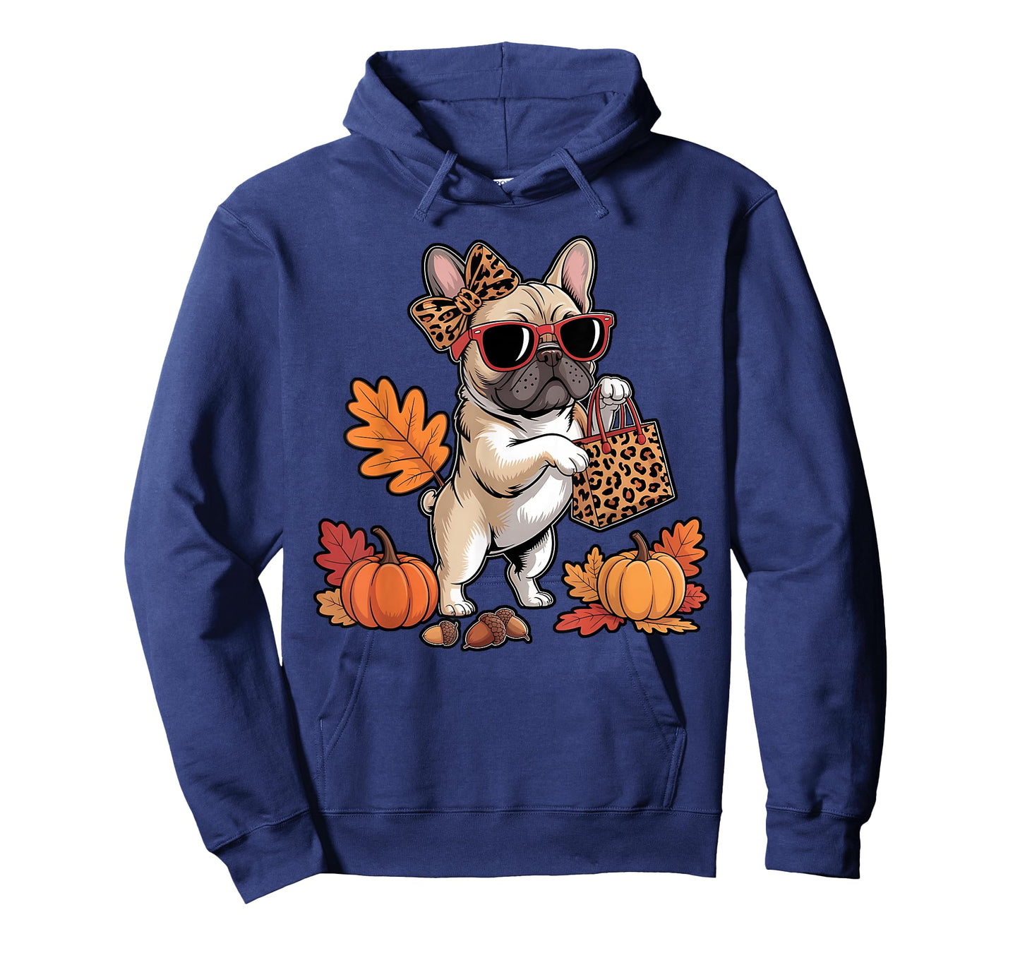 French Bulldog with Sunglasses Bow Leopard Thanksgiving T-Shirt